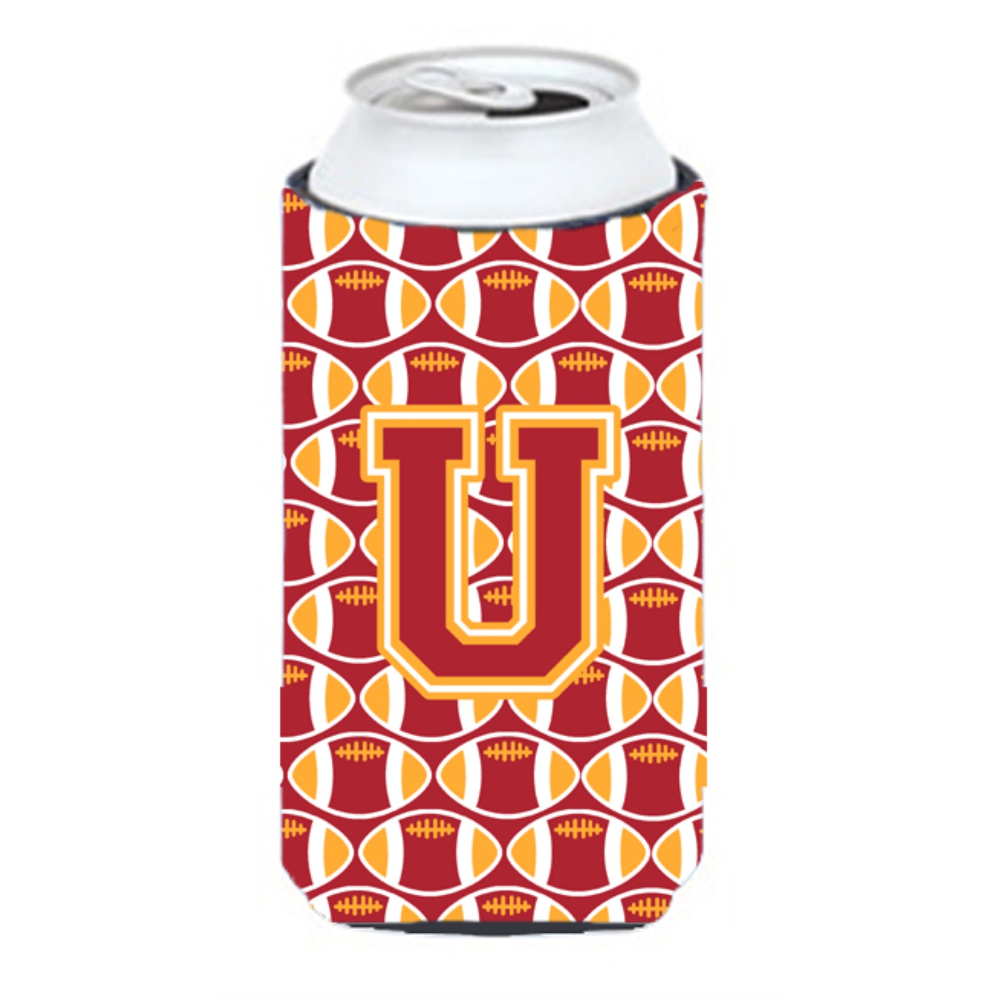 Letter U Football Cardinal And Gold Tall Boy Beverage Insulator Hugger Cj1070-Utbc