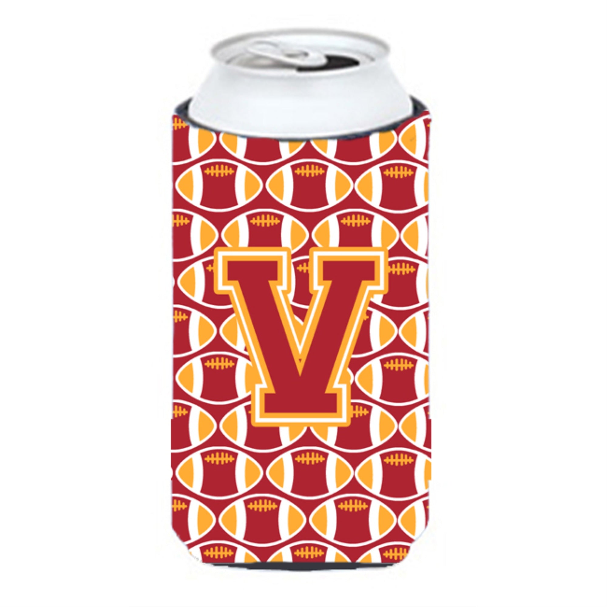 Letter V Football Cardinal And Gold Tall Boy Beverage Insulator Hugger Cj1070-Vtbc
