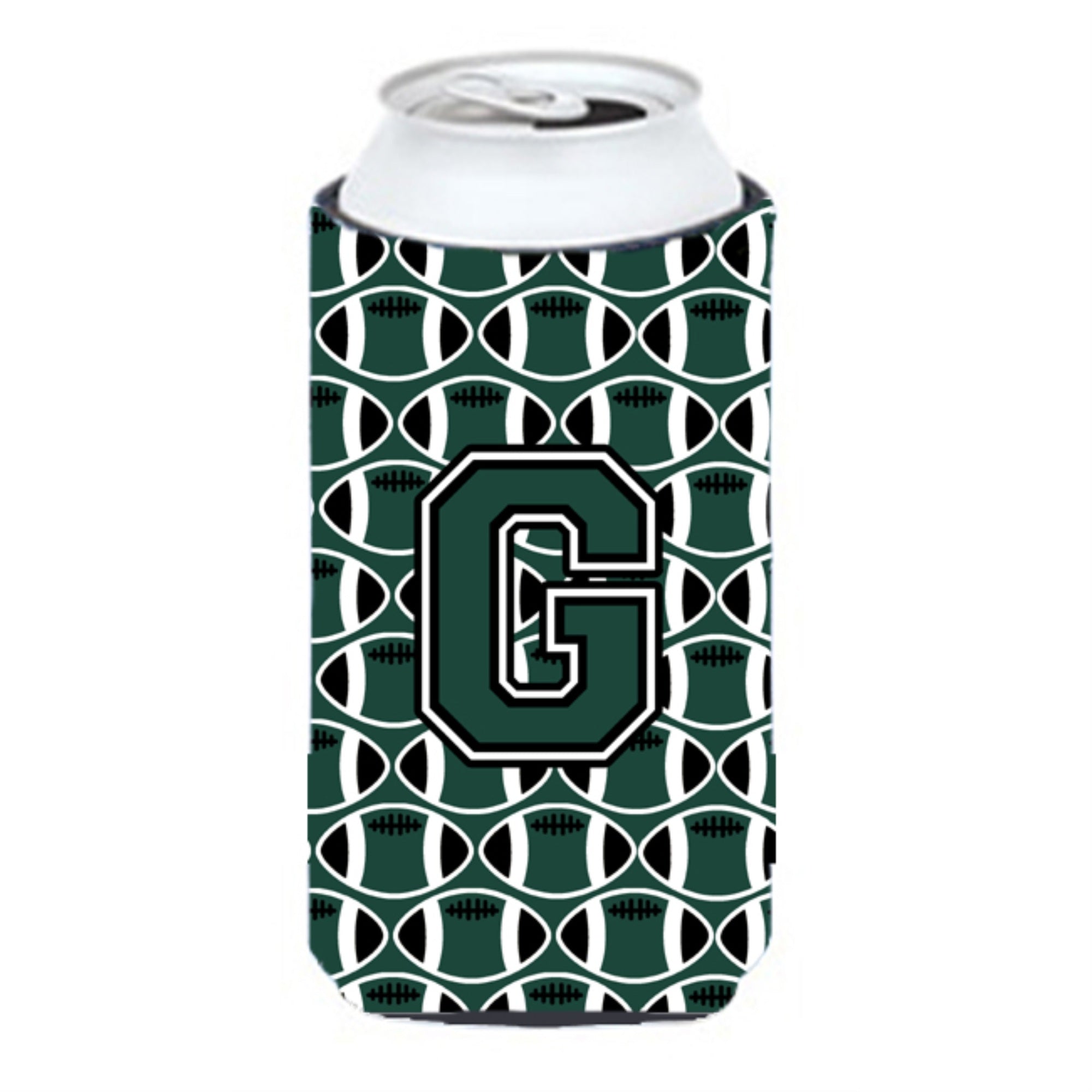 Letter G Football Green And White Tall Boy Beverage Insulator Hugger Cj1071-Gtbc
