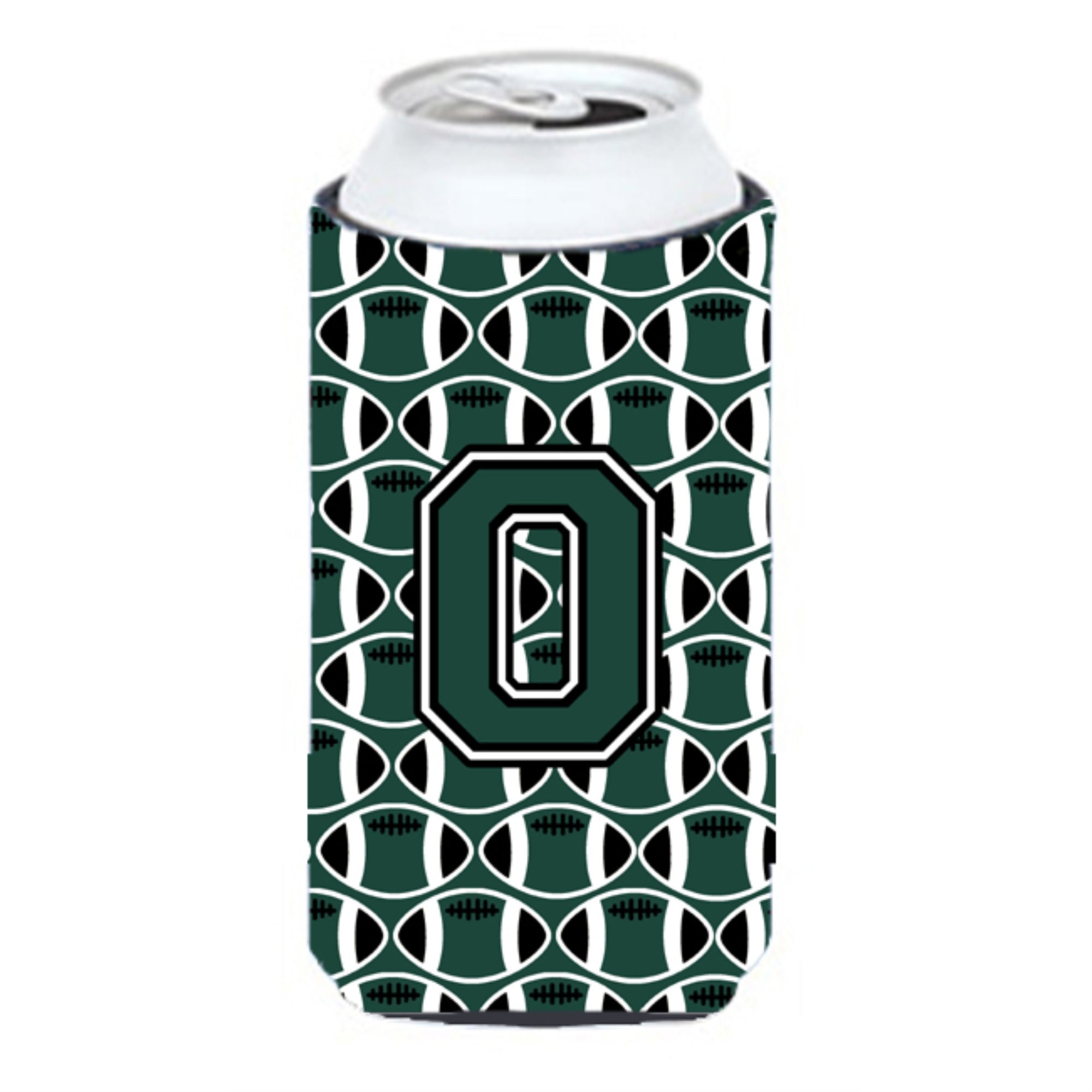 Letter O Football Green And White Tall Boy Beverage Insulator Hugger Cj1071-Otbc