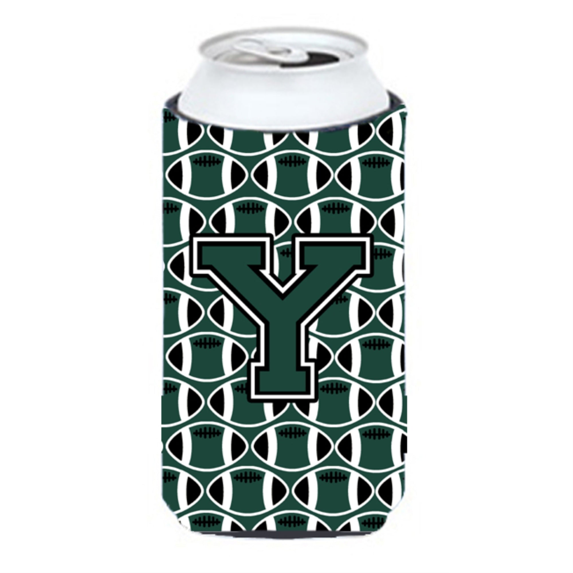 Letter Y Football Green And White Tall Boy Beverage Insulator Hugger Cj1071-Ytbc