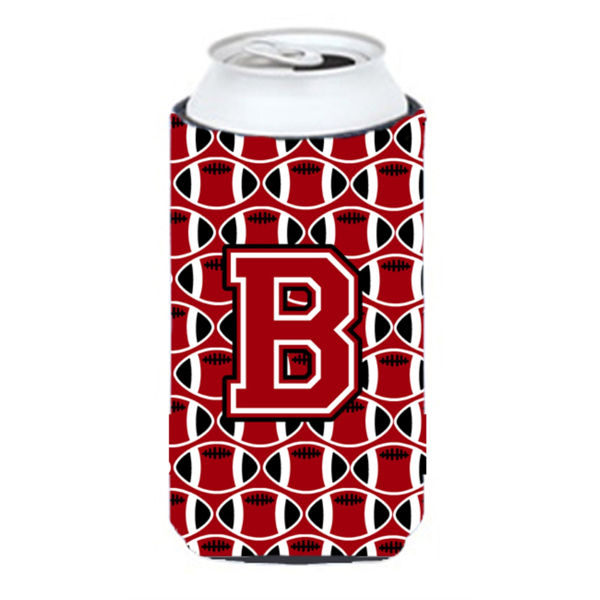'Letter B Football Red, Black And White Tall Boy Beverage Insulator Hugger Cj1073-Btbc''