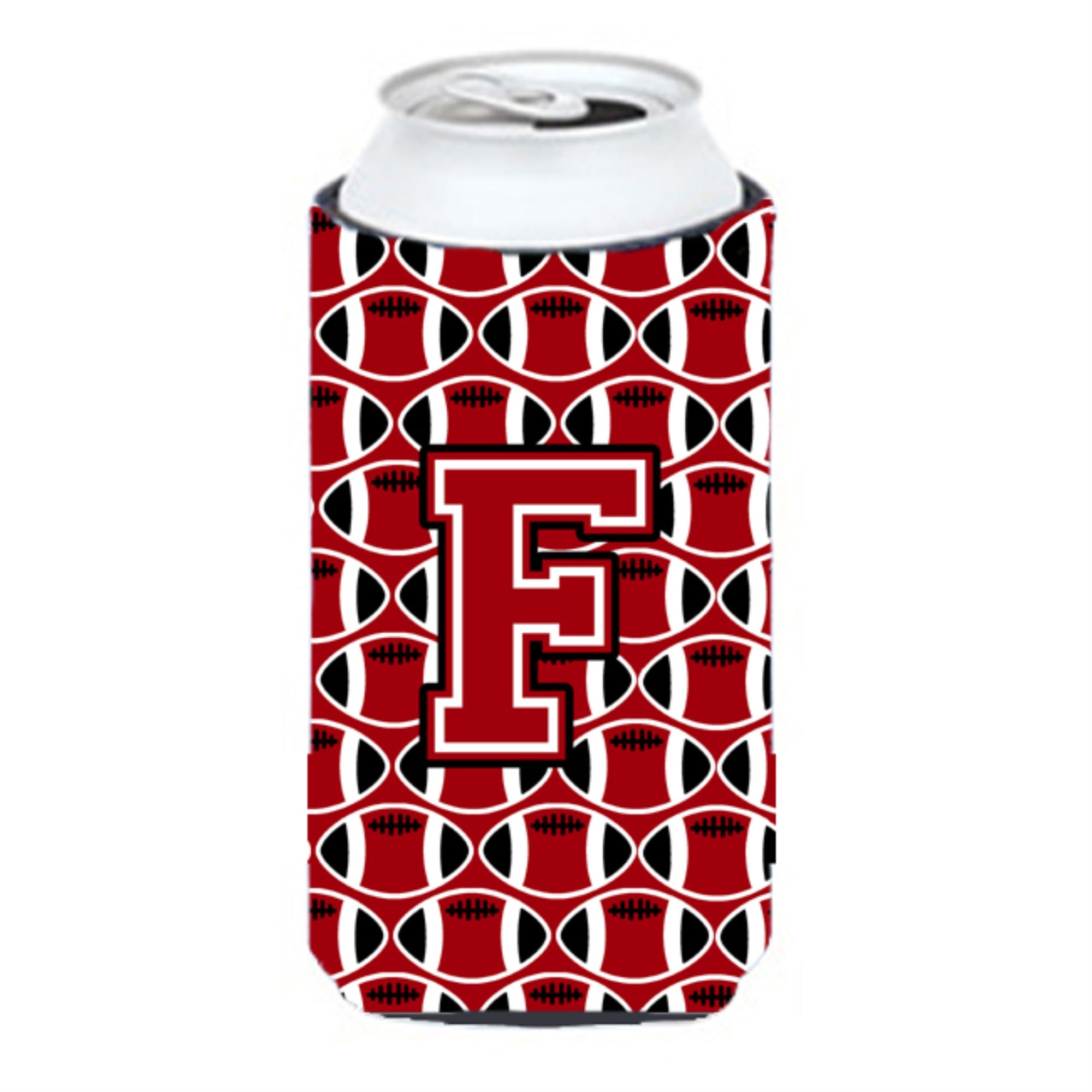 'Letter F Football Red, Black And White Tall Boy Beverage Insulator Hugger Cj1073-Ftbc''