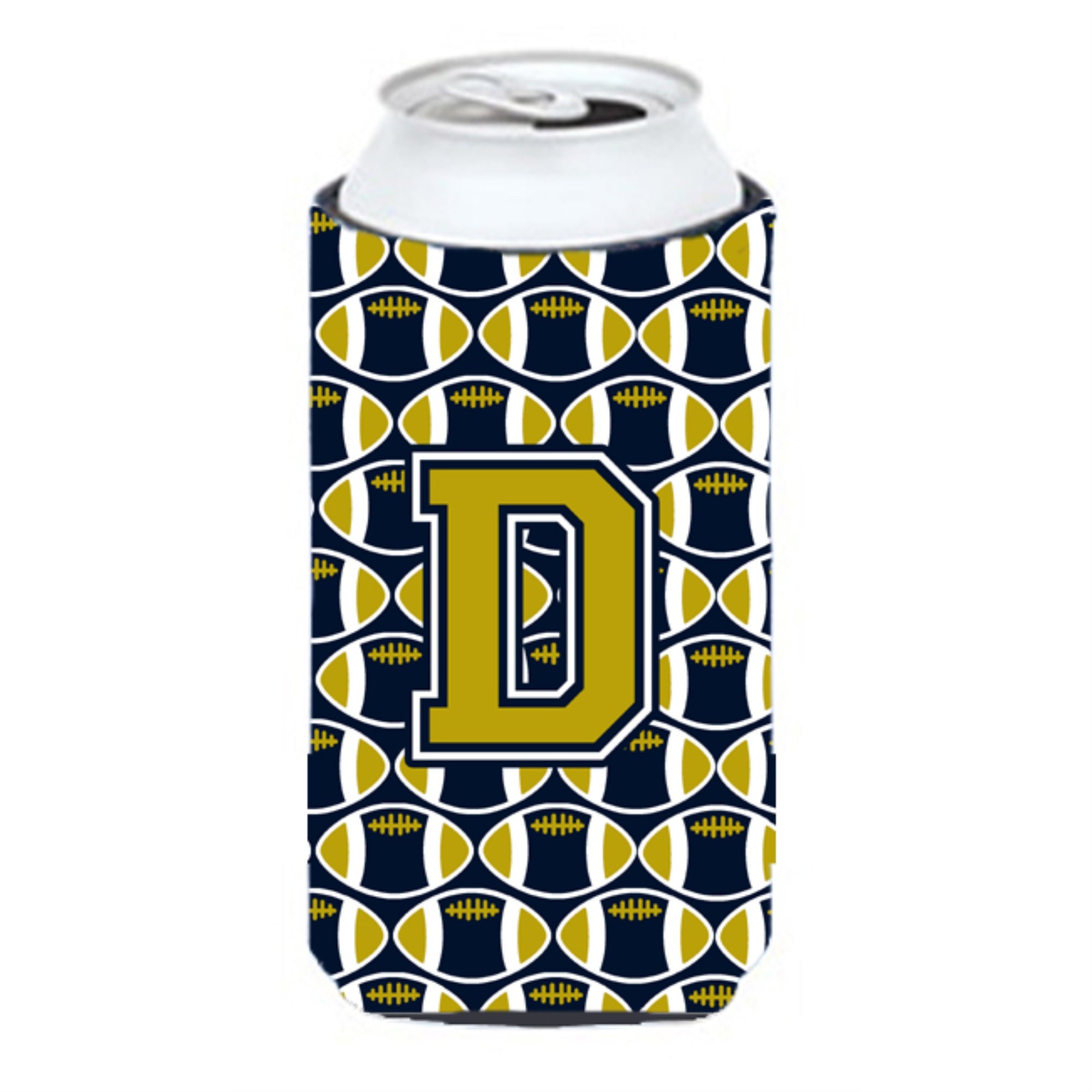 Letter D Football Blue And Gold Tall Boy Beverage Insulator Hugger Cj1074-Dtbc