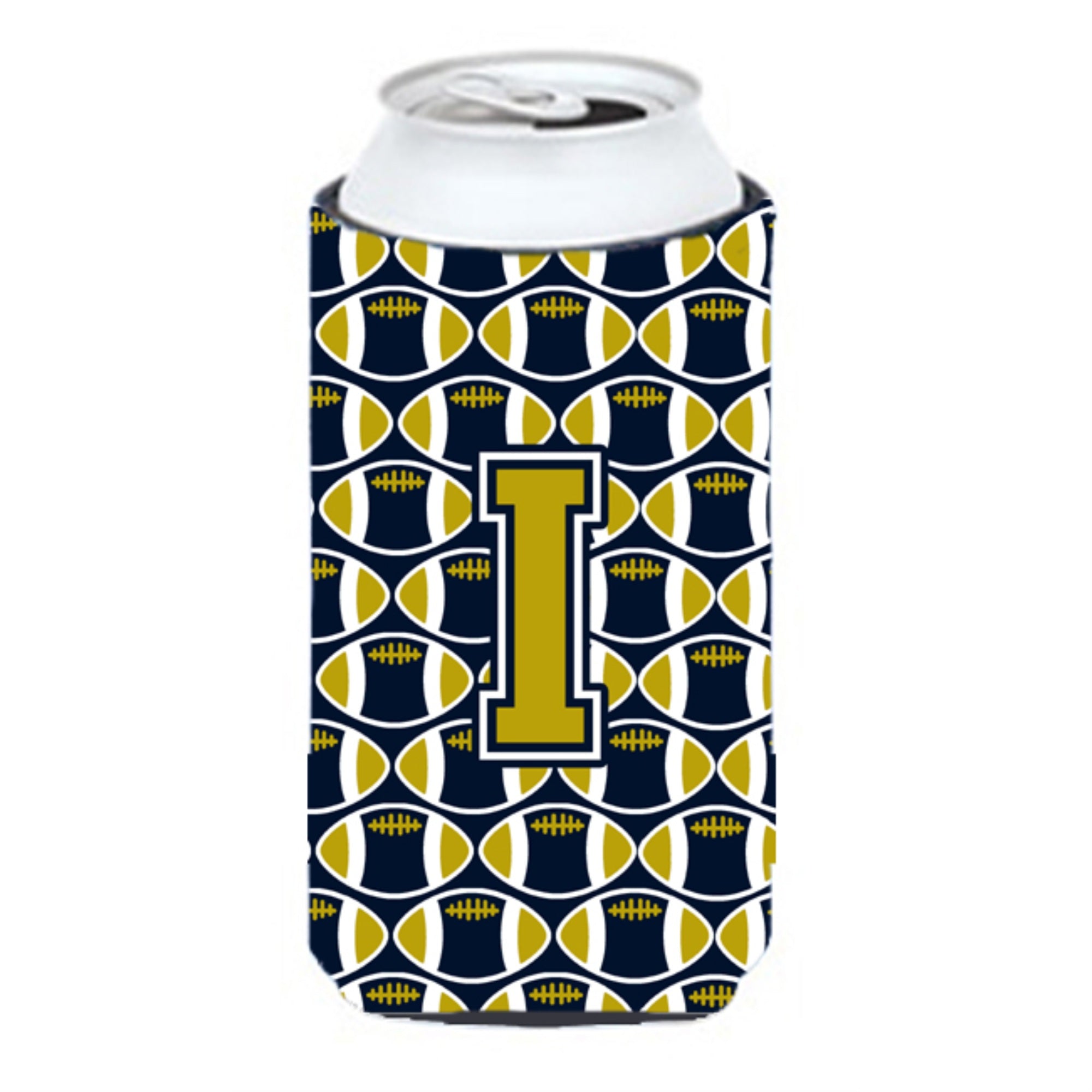 Letter I Football Blue And Gold Tall Boy Beverage Insulator Hugger Cj1074-Itbc