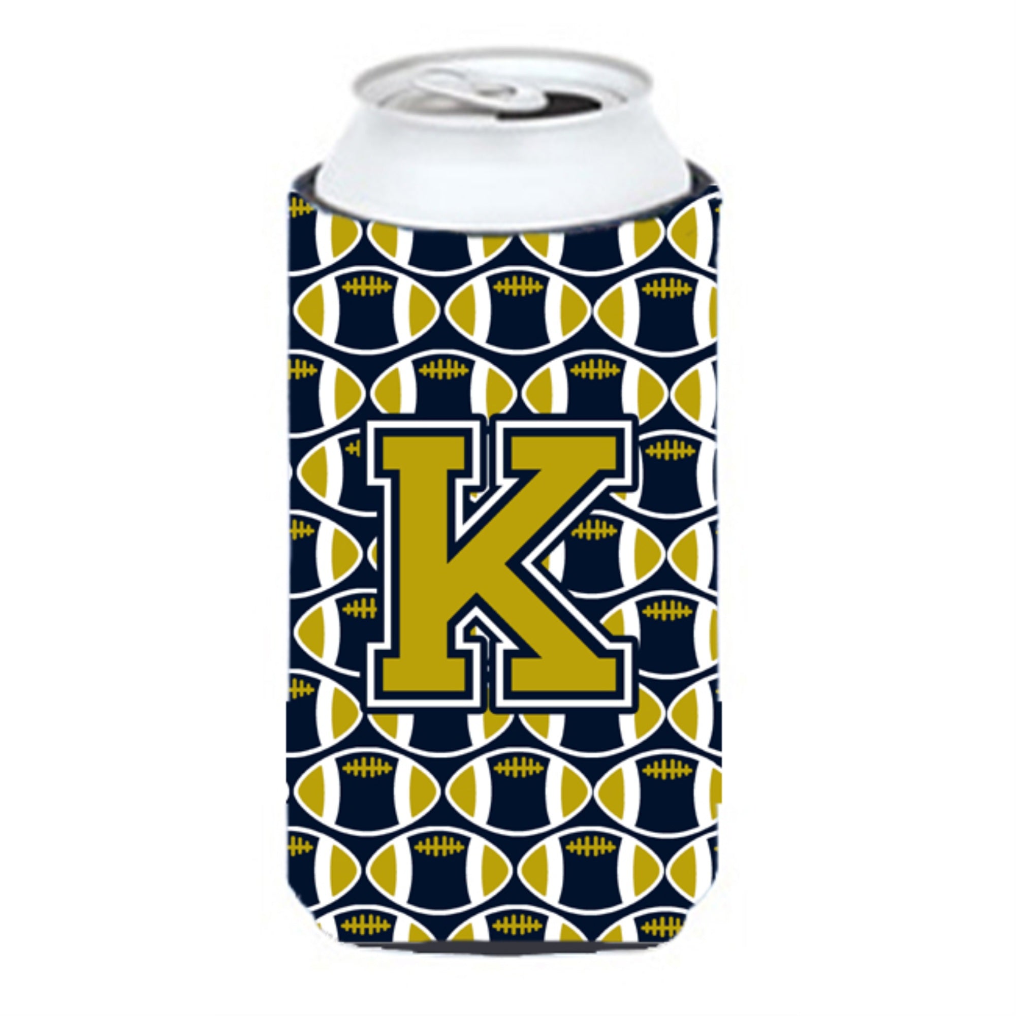 Letter K Football Blue And Gold Tall Boy Beverage Insulator Hugger Cj1074-Ktbc