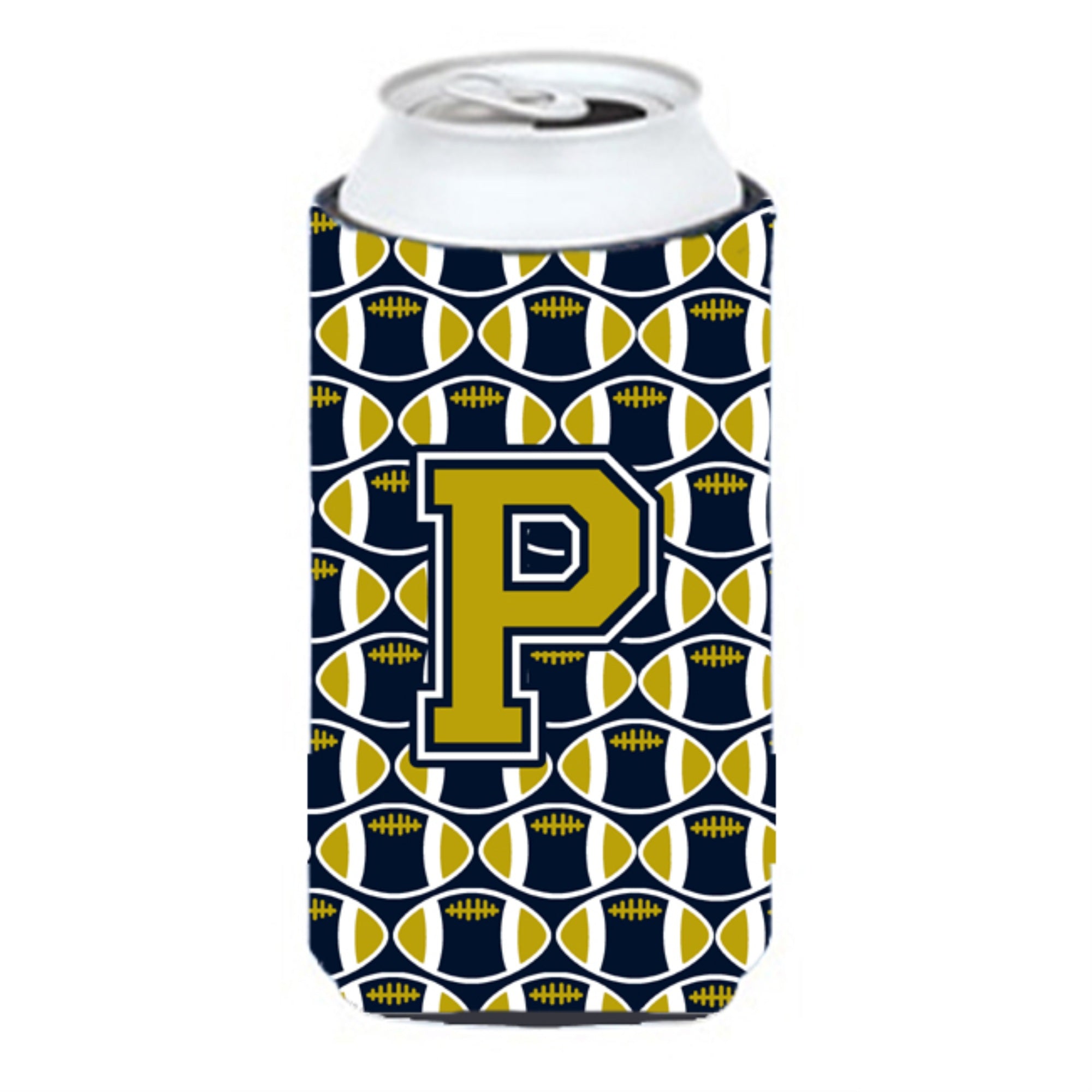 Letter P Football Blue And Gold Tall Boy Beverage Insulator Hugger Cj1074-Ptbc