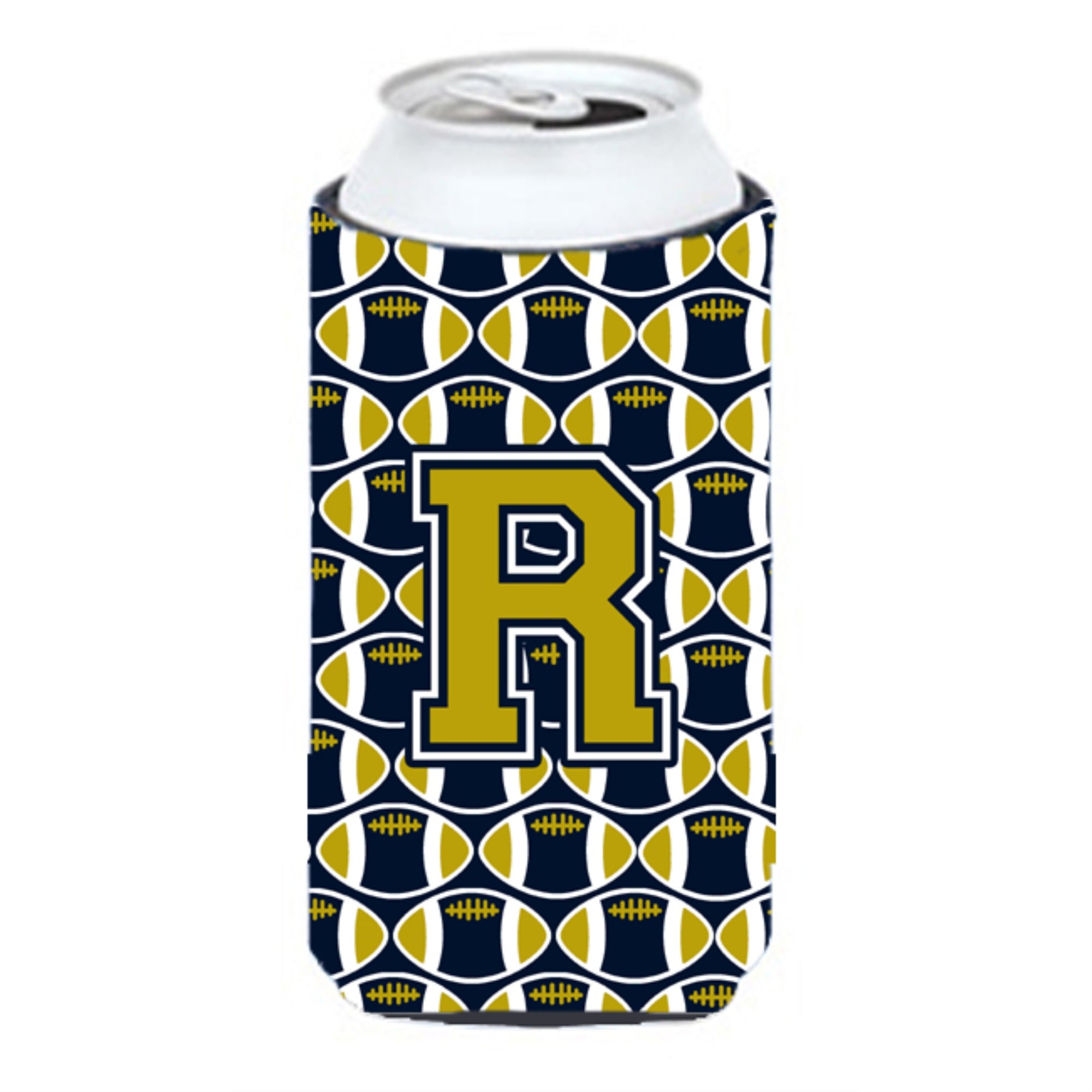 Letter R Football Blue And Gold Tall Boy Beverage Insulator Hugger Cj1074-Rtbc