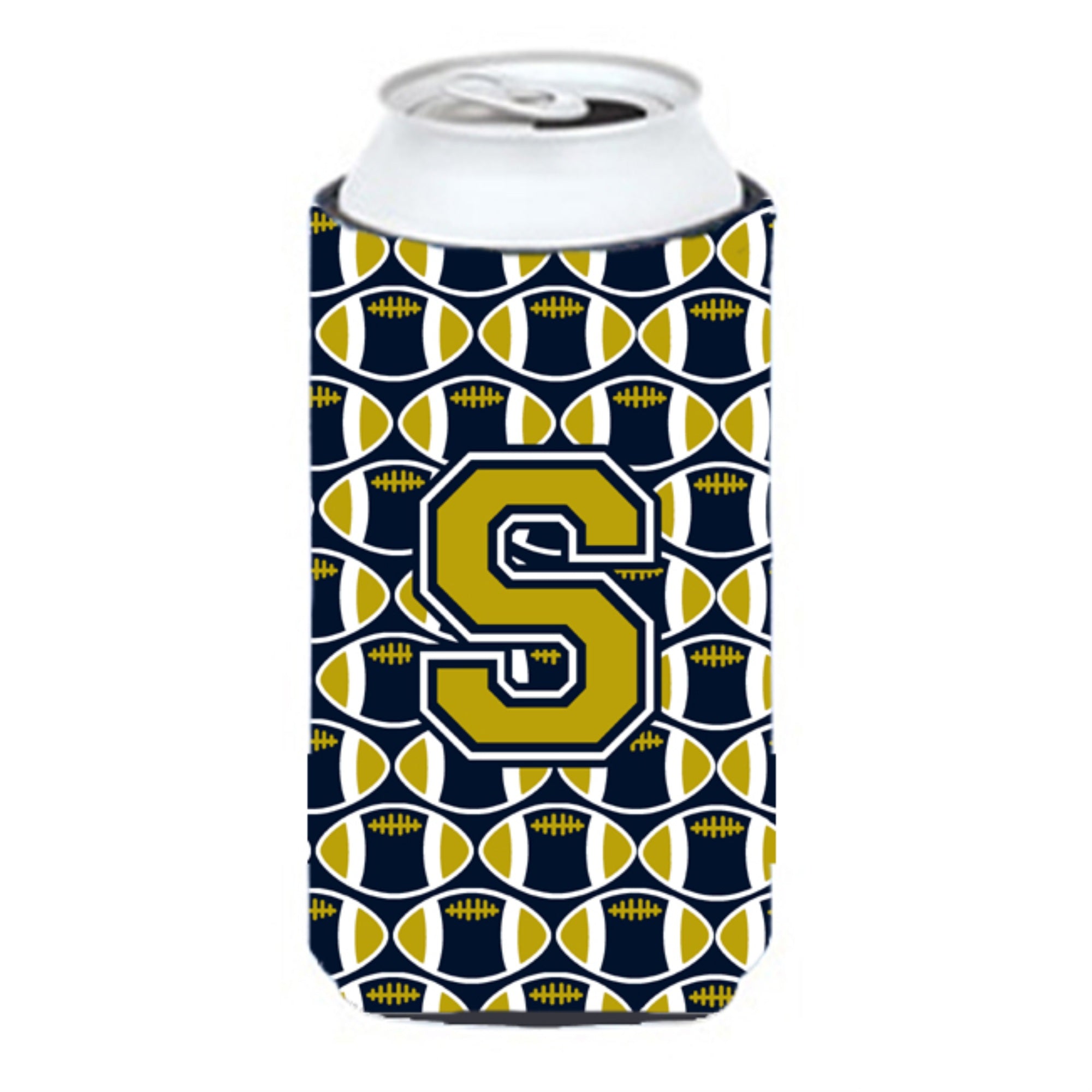 Letter S Football Blue And Gold Tall Boy Beverage Insulator Hugger Cj1074-Stbc
