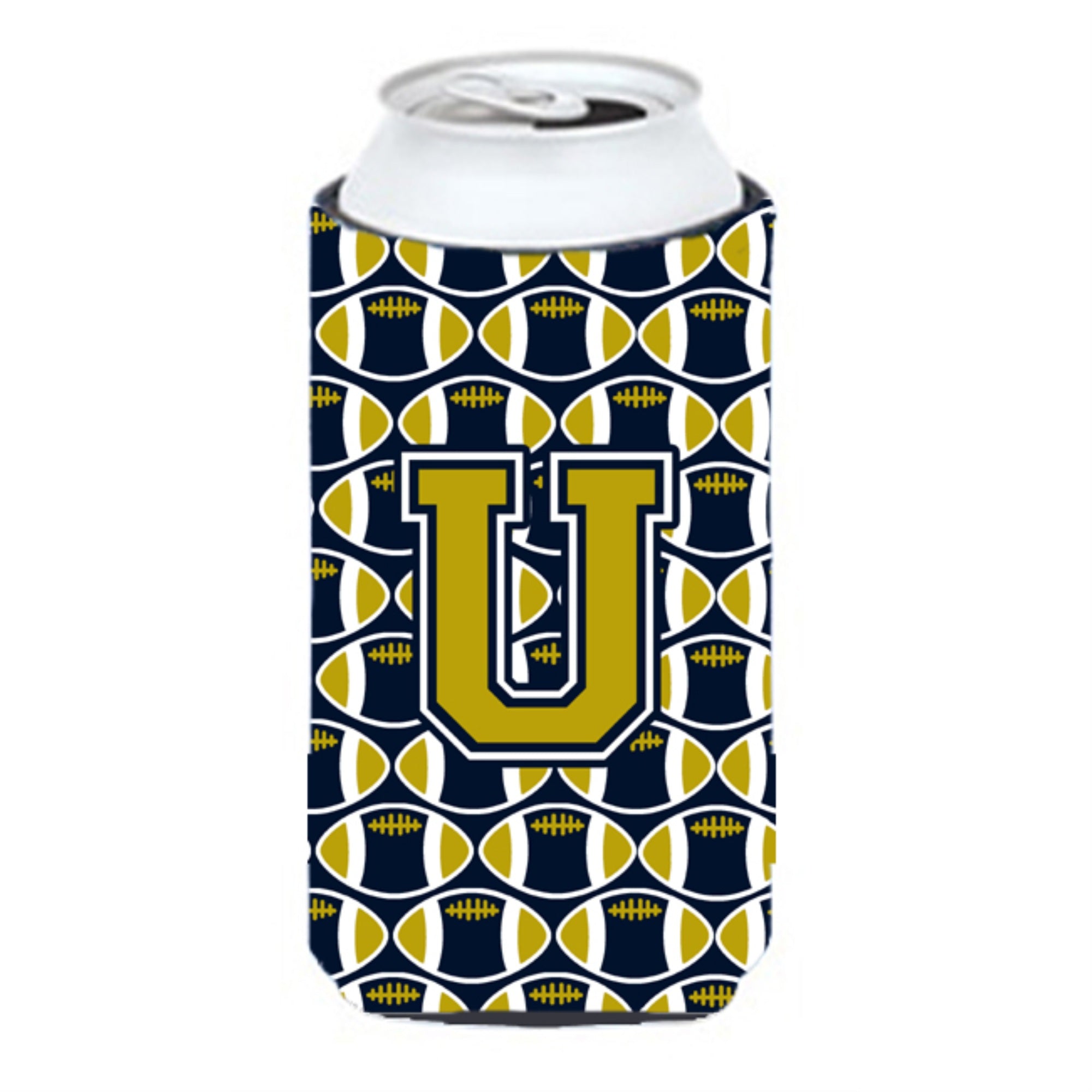 Letter U Football Blue And Gold Tall Boy Beverage Insulator Hugger Cj1074-Utbc