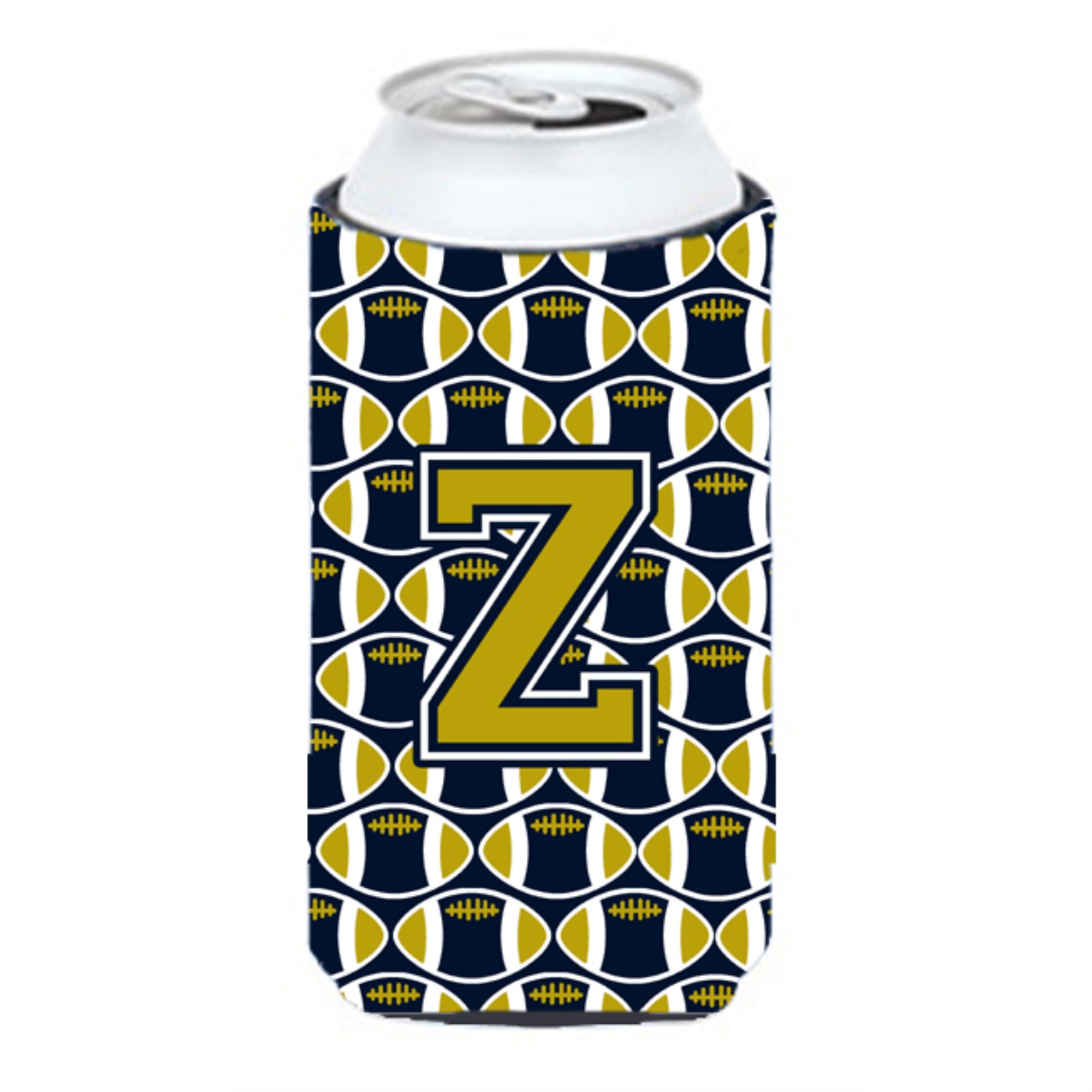 Letter Z Football Blue And Gold Tall Boy Beverage Insulator Hugger Cj1074-Ztbc
