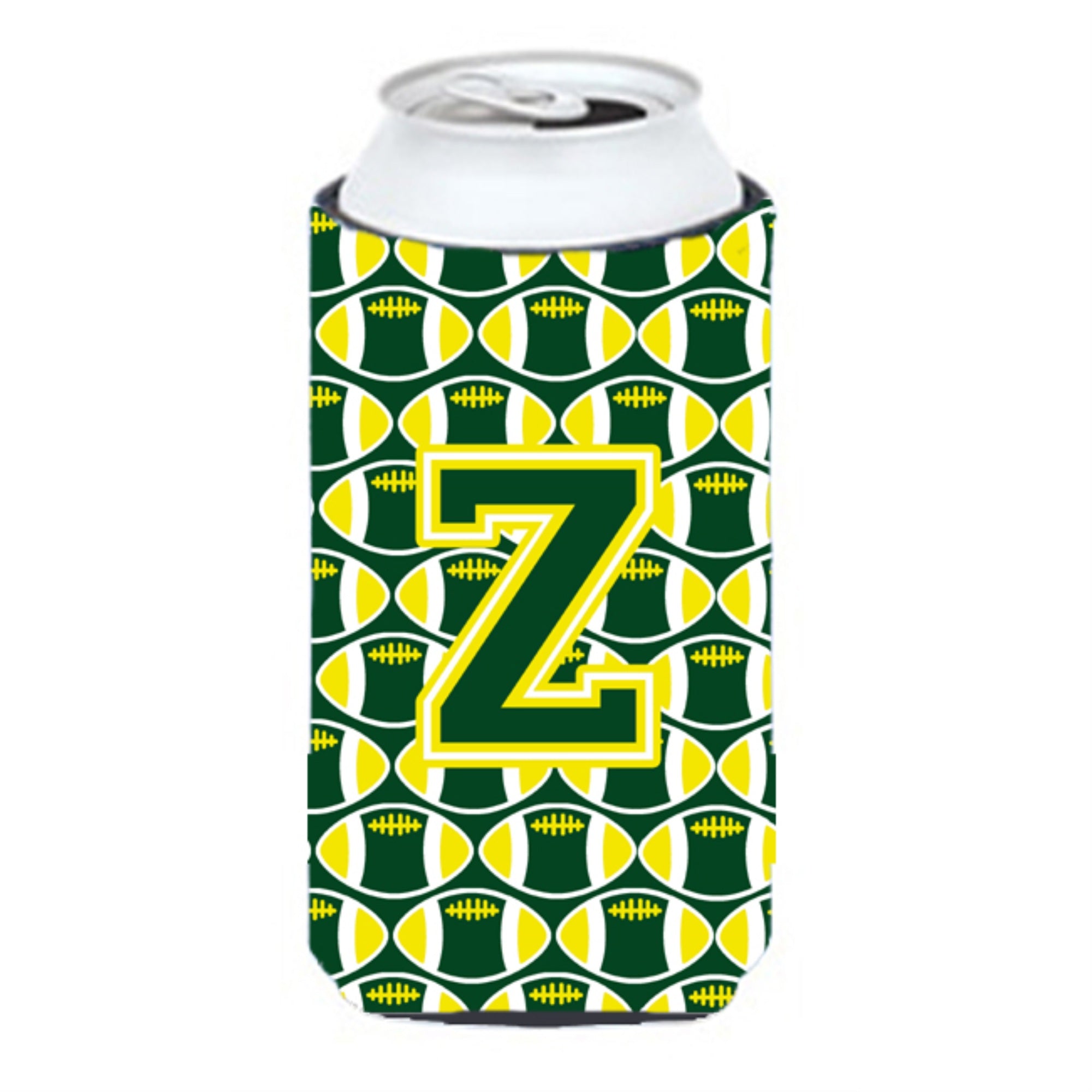 Letter Z Football Green And Yellow Tall Boy Beverage Insulator Hugger Cj1075-Ztbc