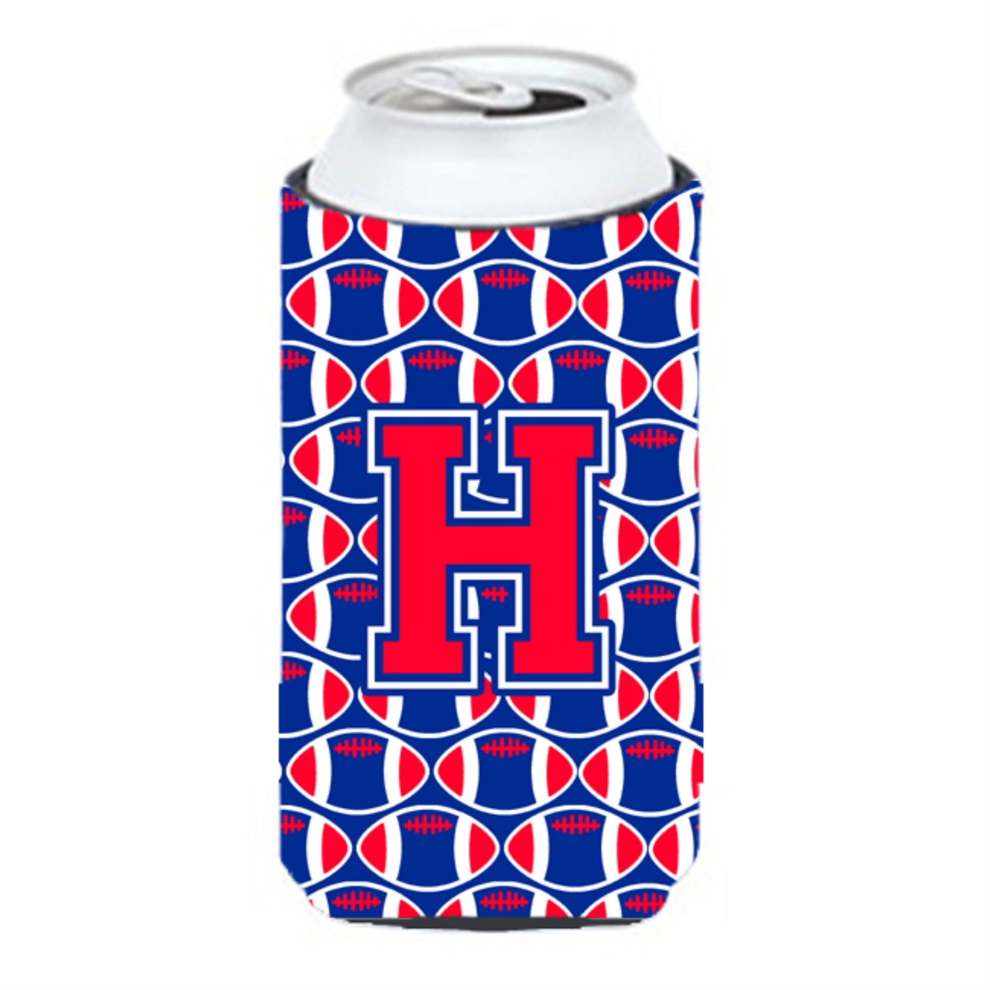 Letter H Football Crimson And Yale Blue Tall Boy Beverage Insulator Hugger Cj1076-Htbc