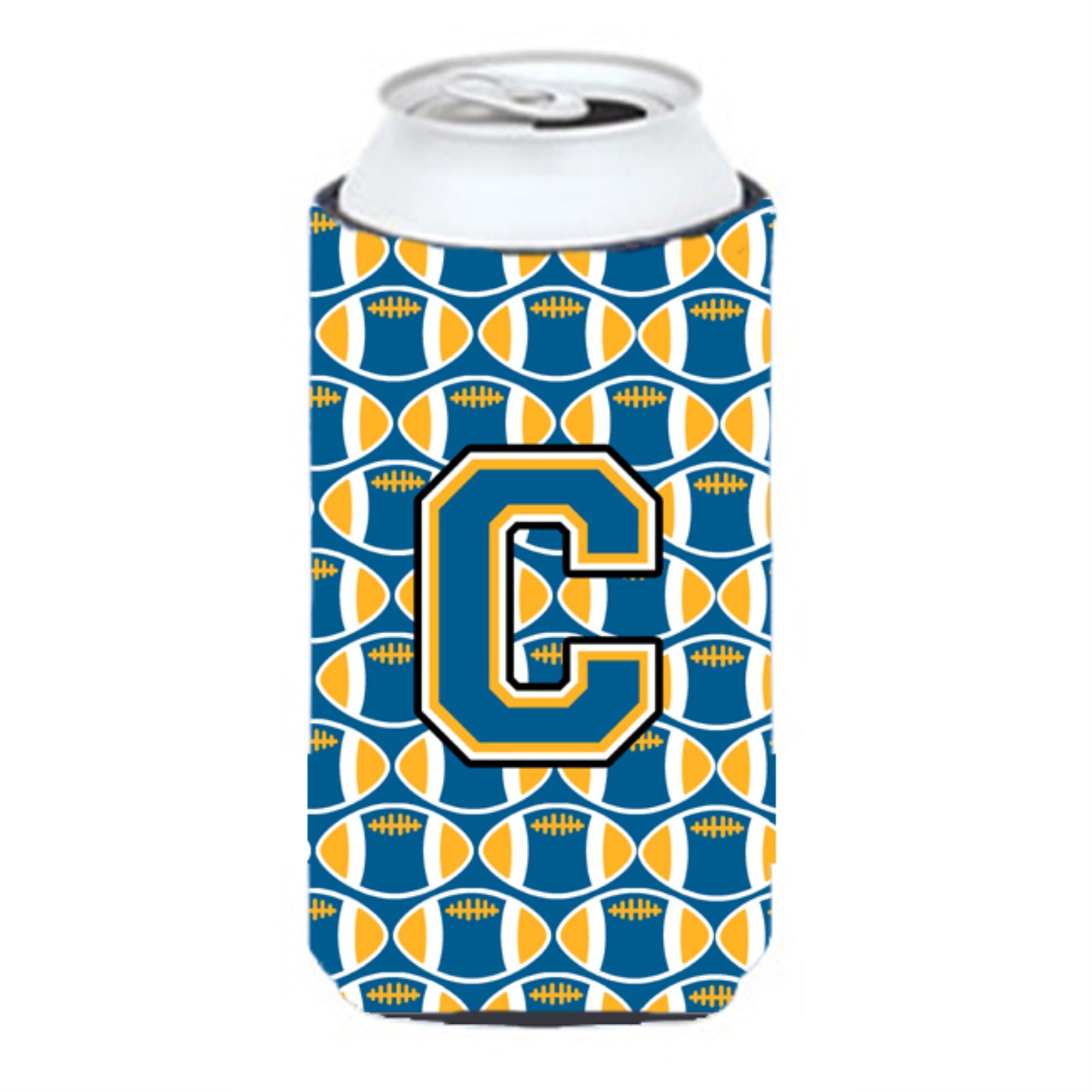 Letter C Football Blue And Gold Tall Boy Beverage Insulator Hugger Cj1077-Ctbc