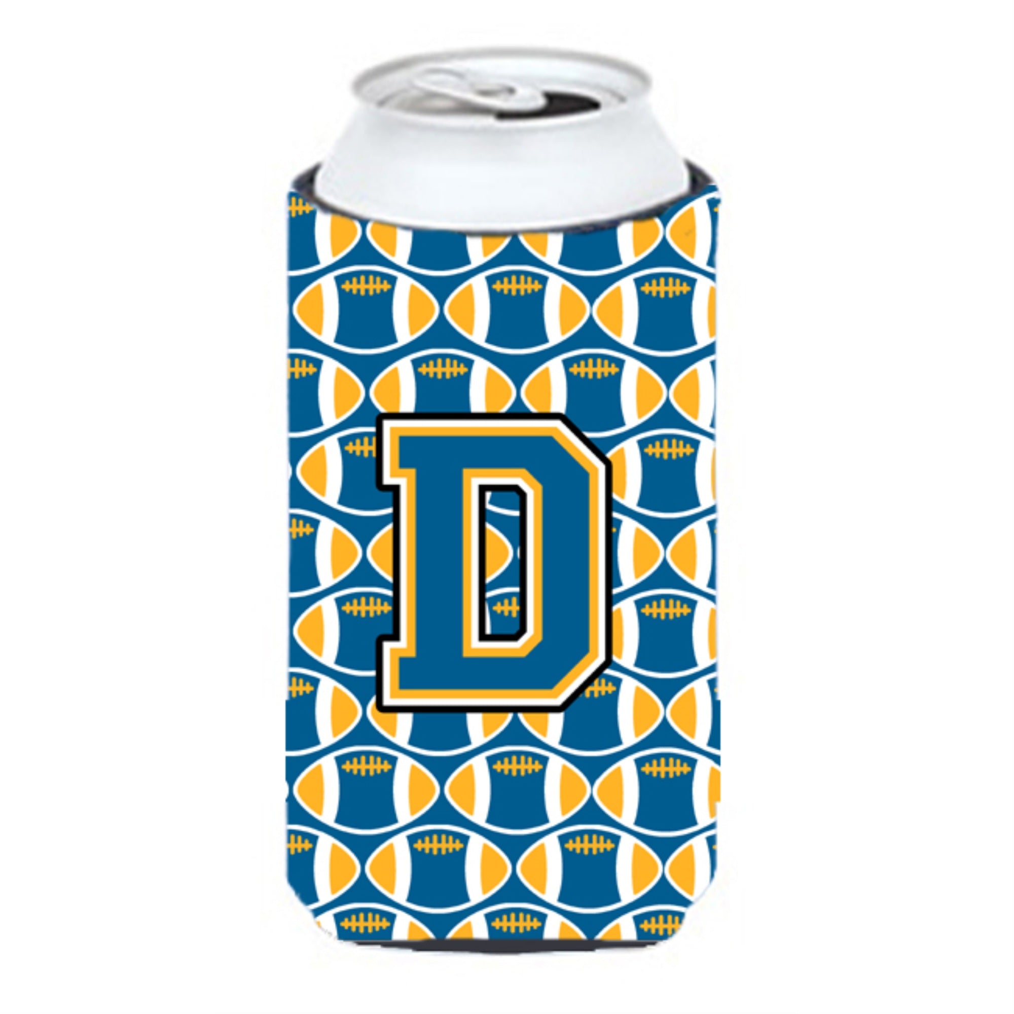 Letter D Football Blue And Gold Tall Boy Beverage Insulator Hugger Cj1077-Dtbc