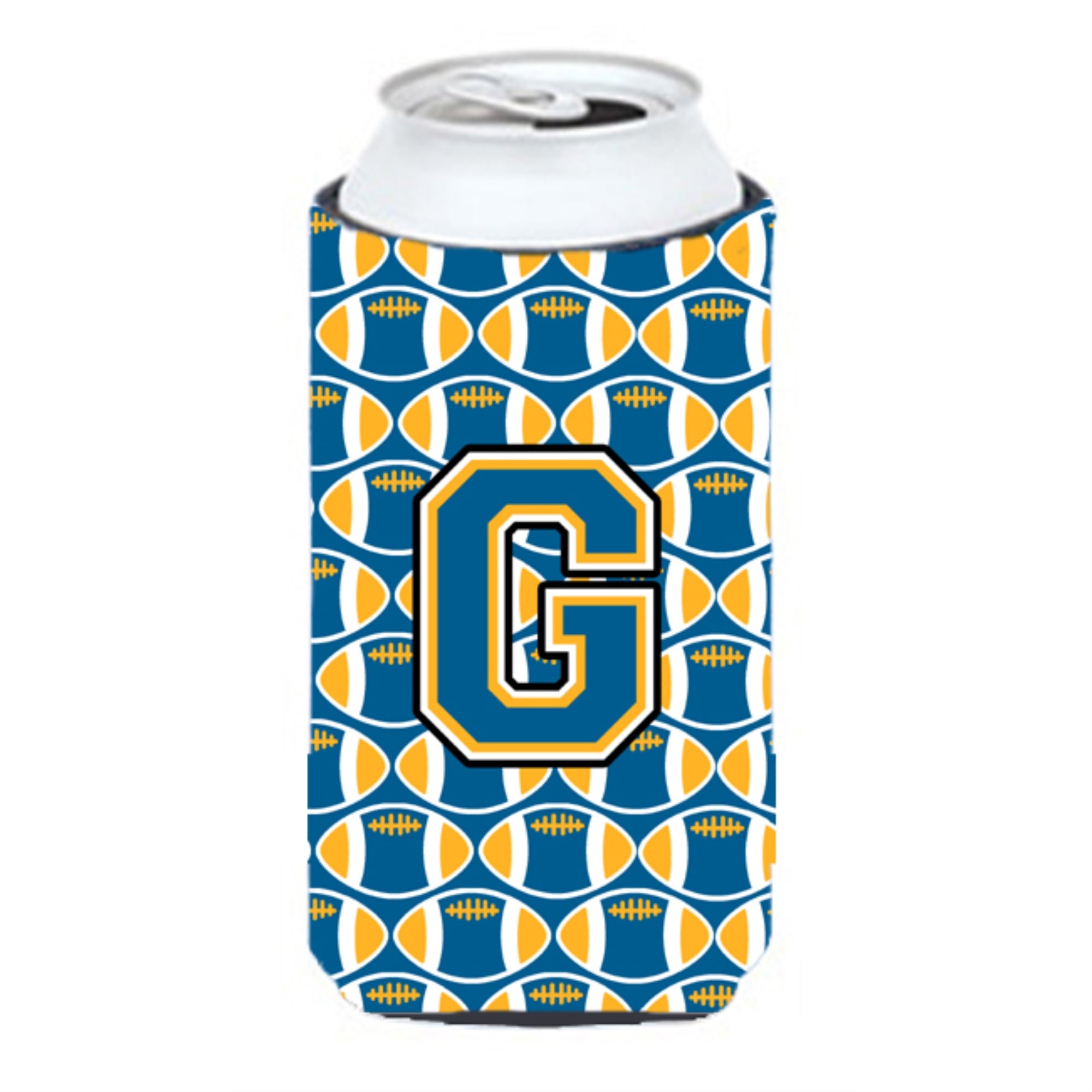 Letter G Football Blue And Gold Tall Boy Beverage Insulator Hugger Cj1077-Gtbc