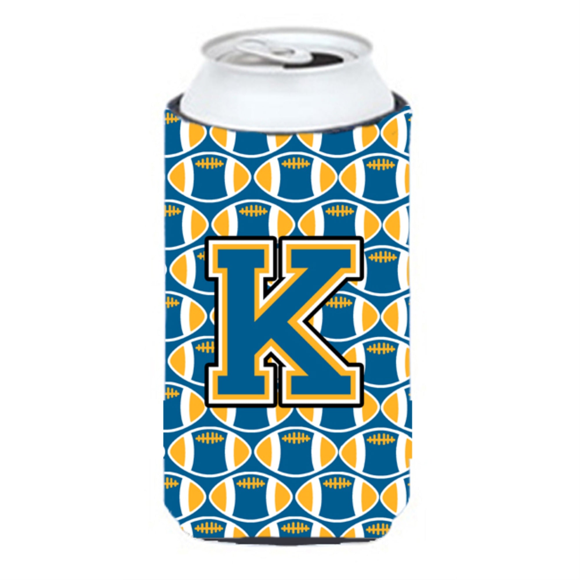 Letter K Football Blue And Gold Tall Boy Beverage Insulator Hugger Cj1077-Ktbc