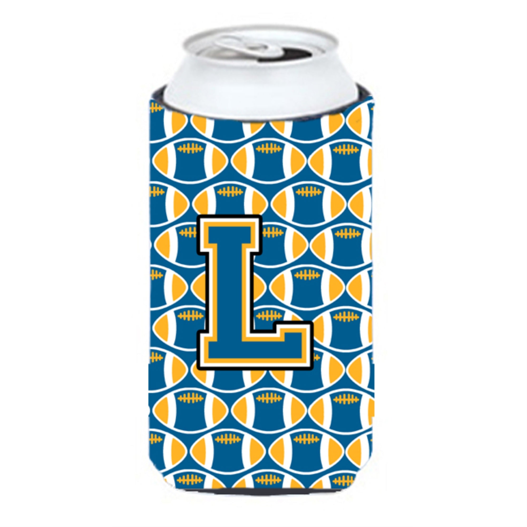 Letter L Football Blue And Gold Tall Boy Beverage Insulator Hugger Cj1077-Ltbc