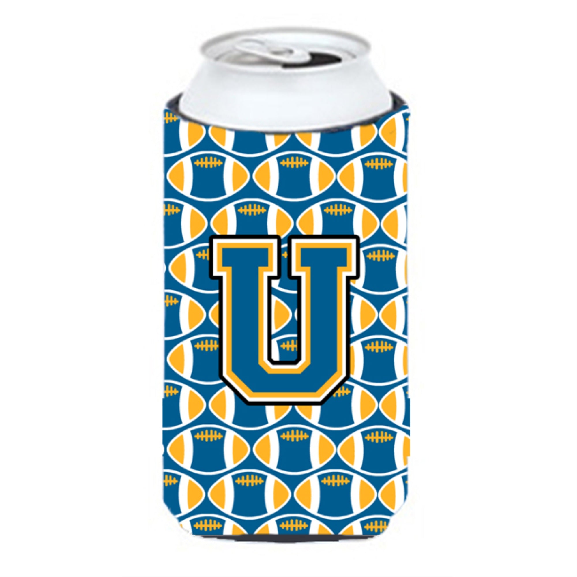 Letter U Football Blue And Gold Tall Boy Beverage Insulator Hugger Cj1077-Utbc