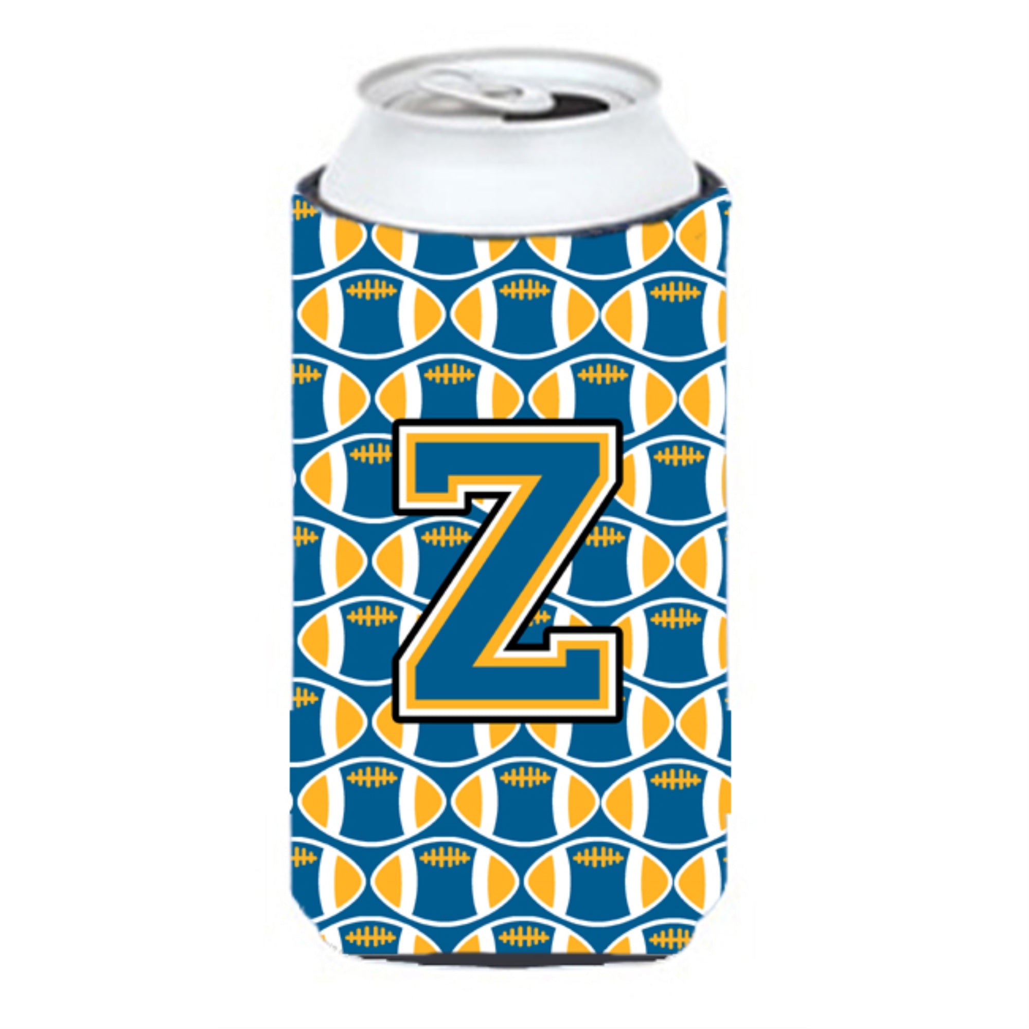 Letter Z Football Blue And Gold Tall Boy Beverage Insulator Hugger Cj1077-Ztbc