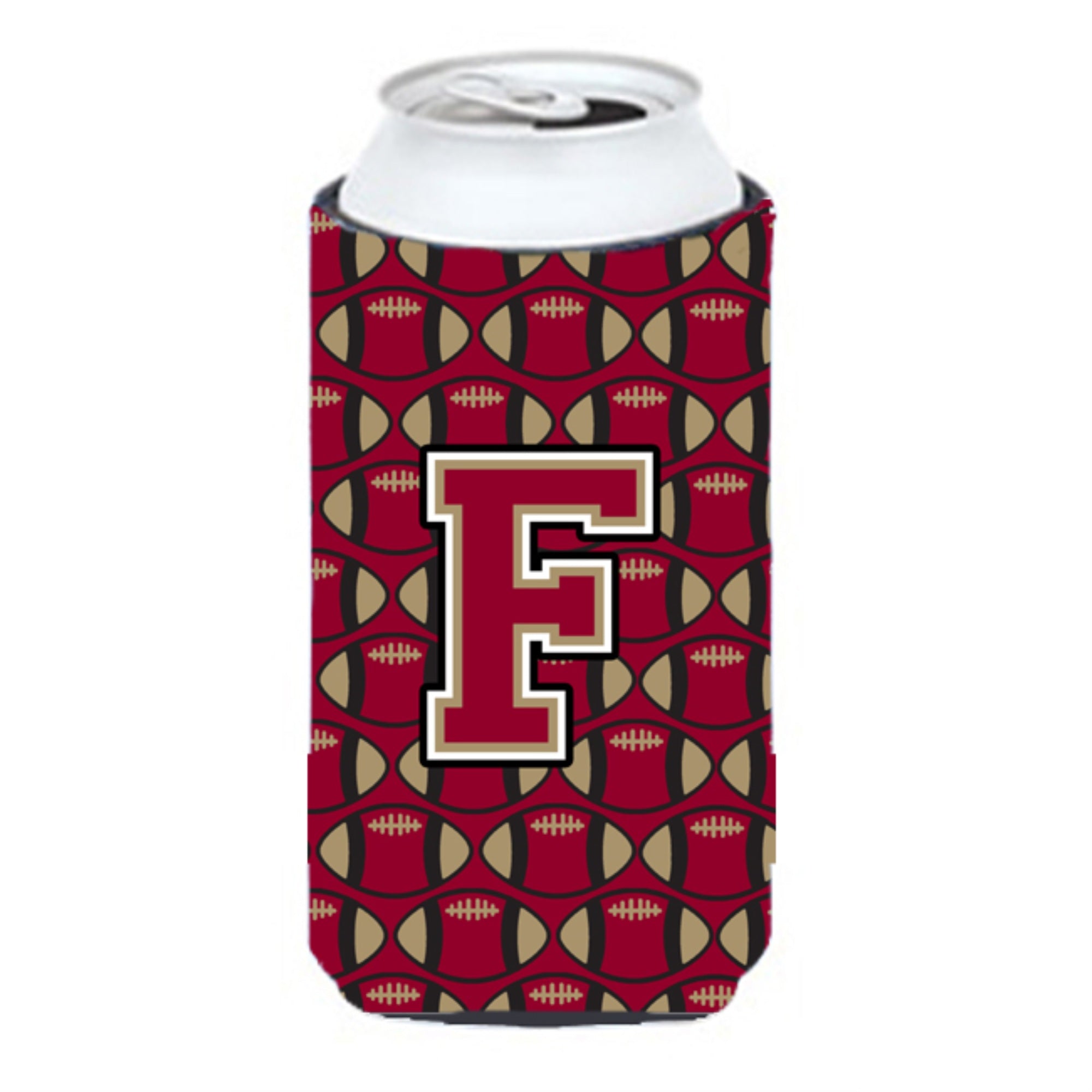 Letter F Football Garnet And Gold Tall Boy Beverage Insulator Hugger Cj1078-Ftbc