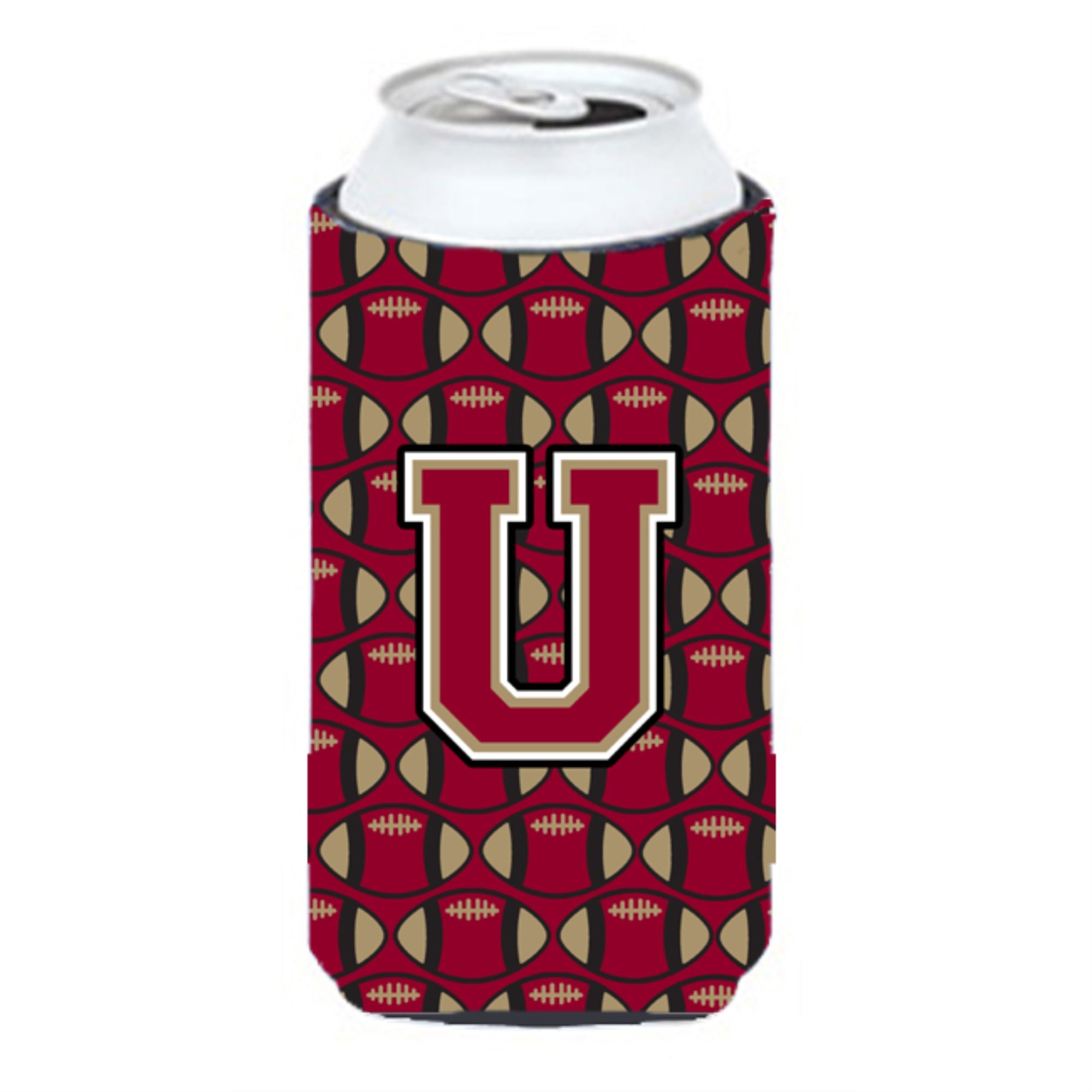 Letter U Football Garnet And Gold Tall Boy Beverage Insulator Hugger Cj1078-Utbc