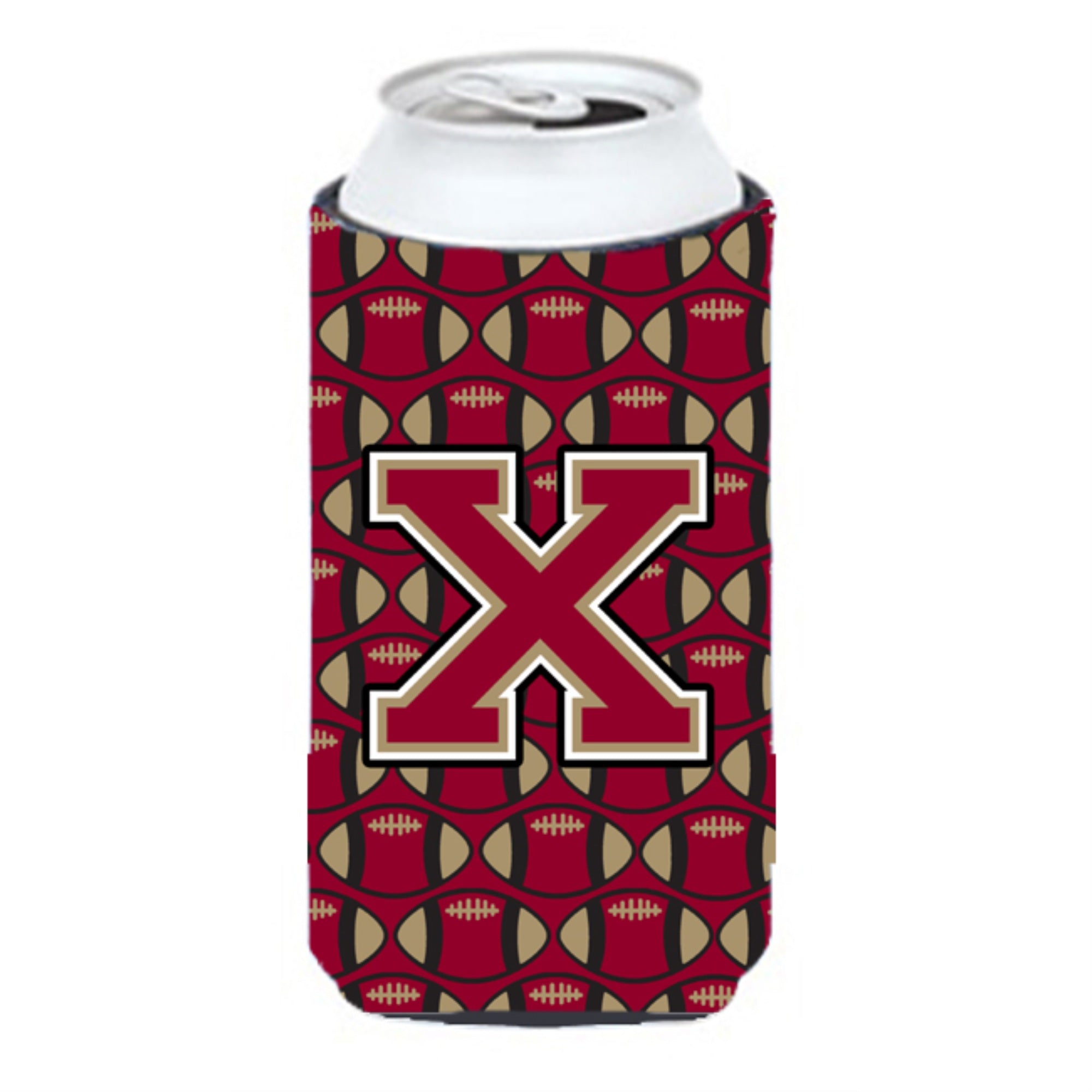 Letter X Football Garnet And Gold Tall Boy Beverage Insulator Hugger Cj1078-Xtbc