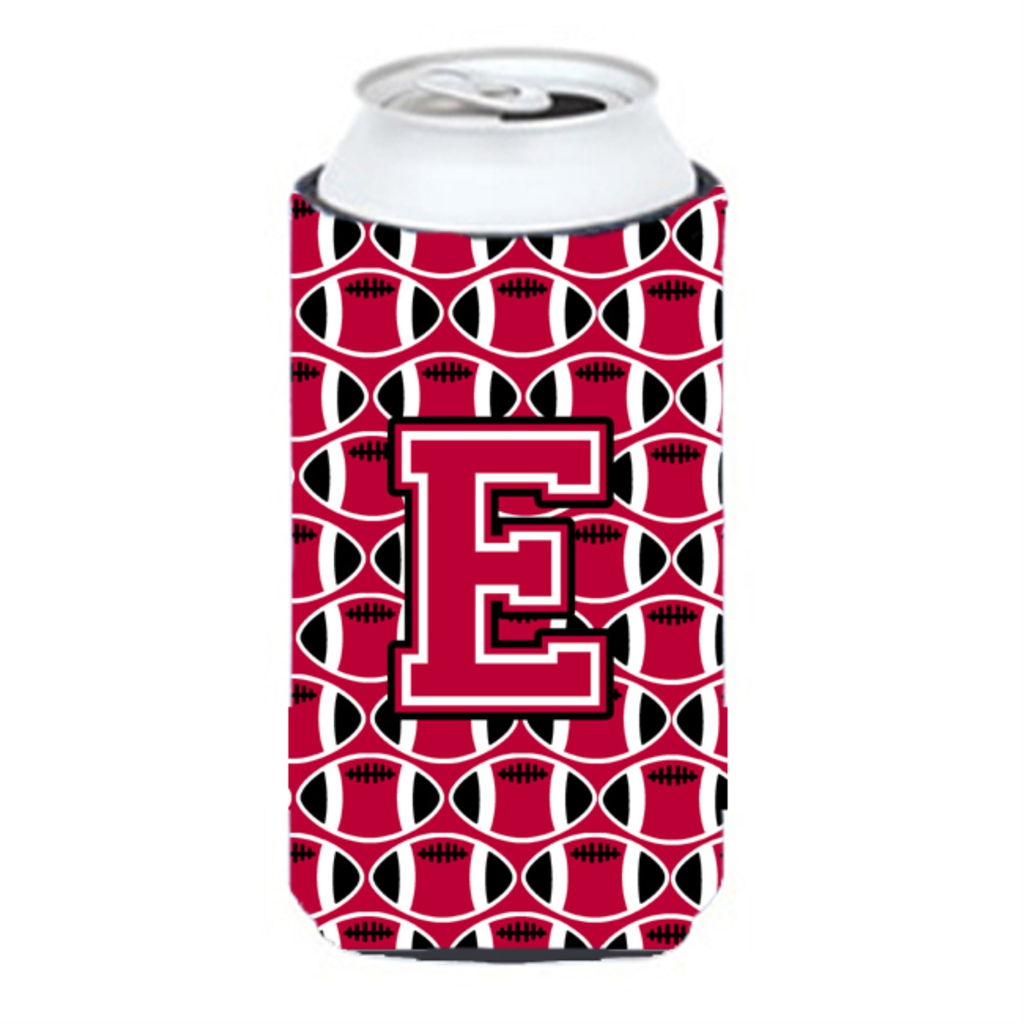Letter E Football Crimson And White Tall Boy Beverage Insulator Hugger Cj1079-Etbc