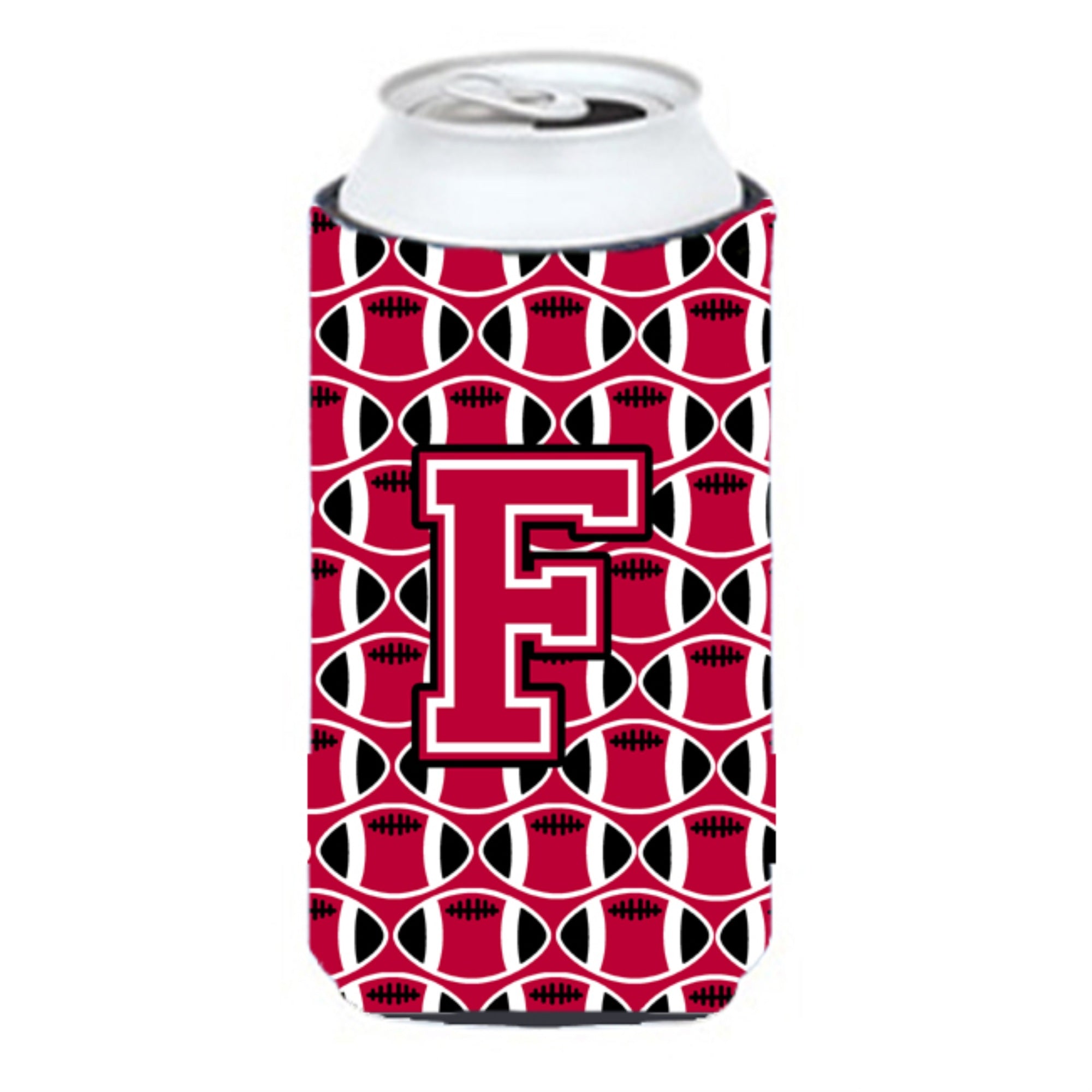 Letter F Football Crimson And White Tall Boy Beverage Insulator Hugger Cj1079-Ftbc
