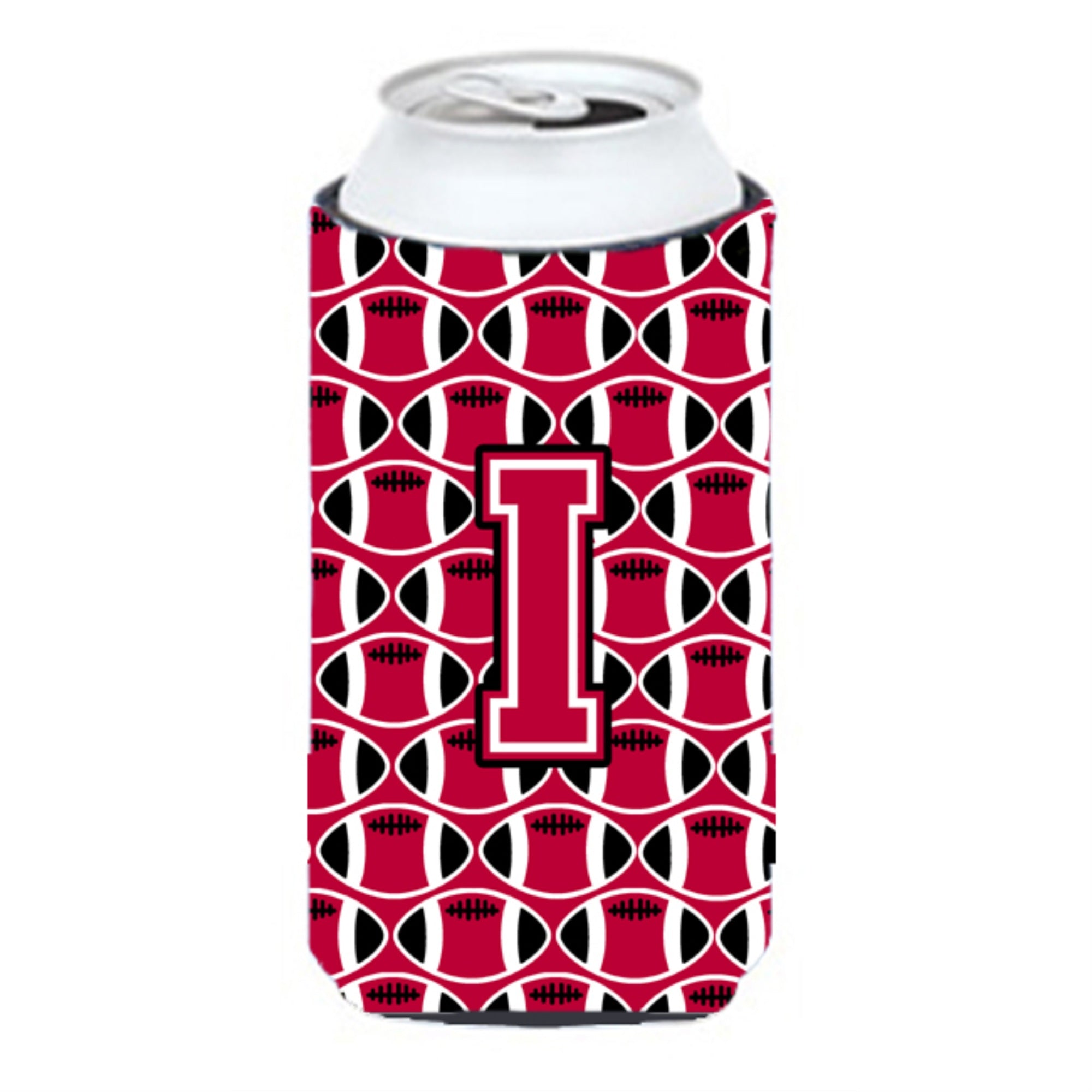 Letter I Football Crimson And White Tall Boy Beverage Insulator Hugger Cj1079-Itbc