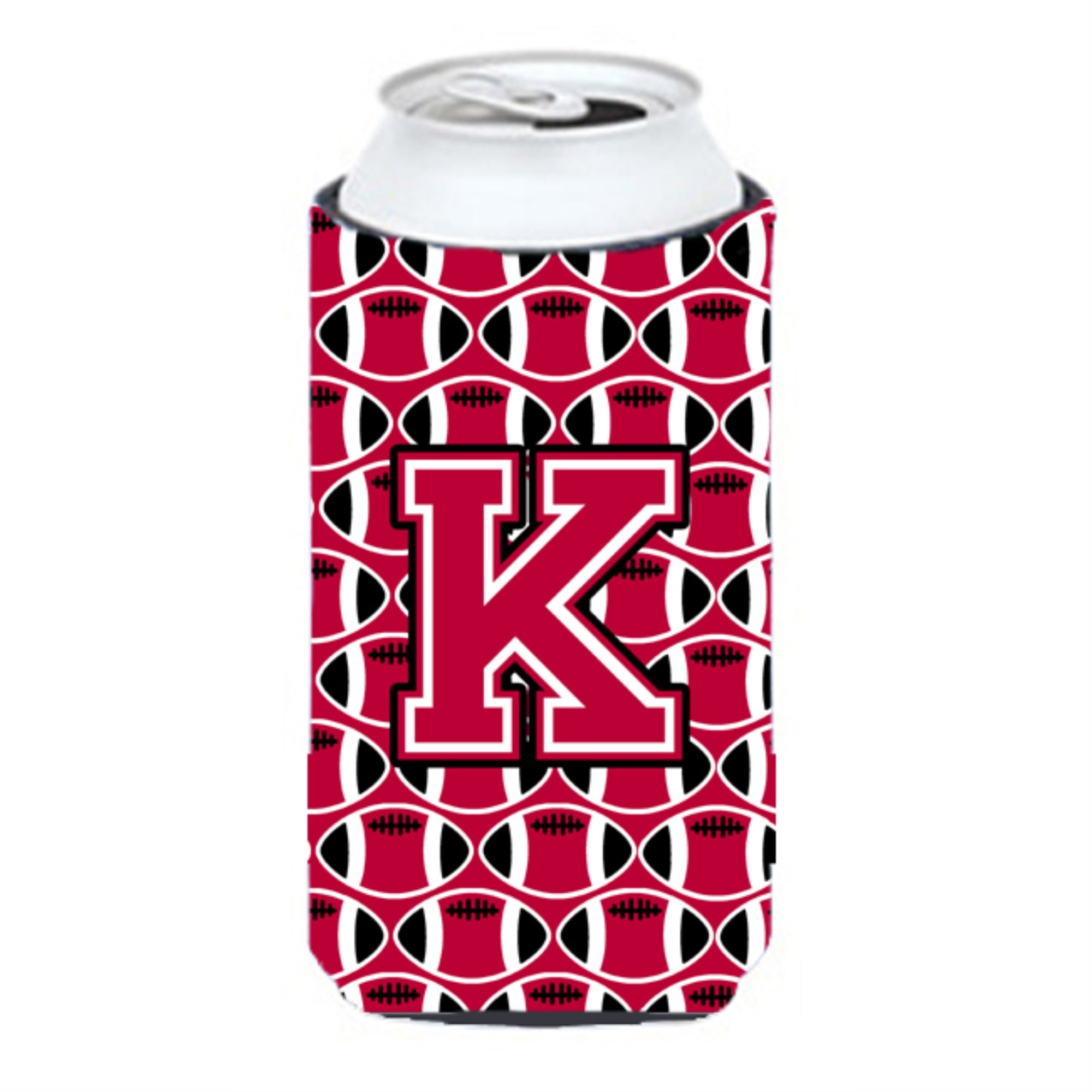Letter K Football Crimson And White Tall Boy Beverage Insulator Hugger Cj1079-Ktbc