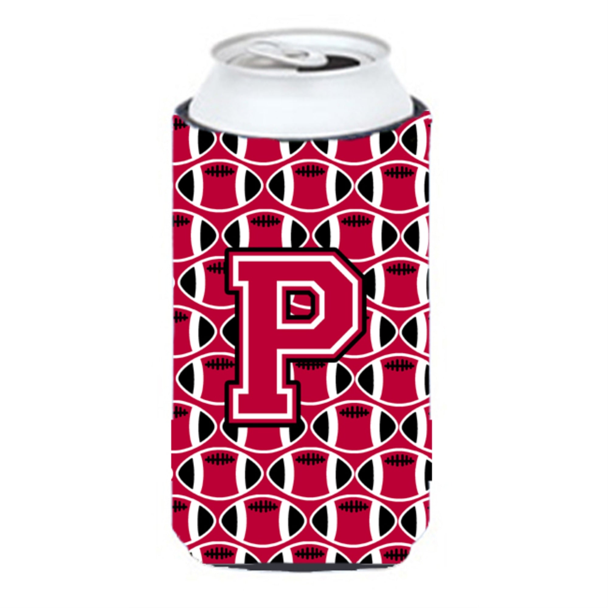 Letter P Football Crimson And White Tall Boy Beverage Insulator Hugger Cj1079-Ptbc