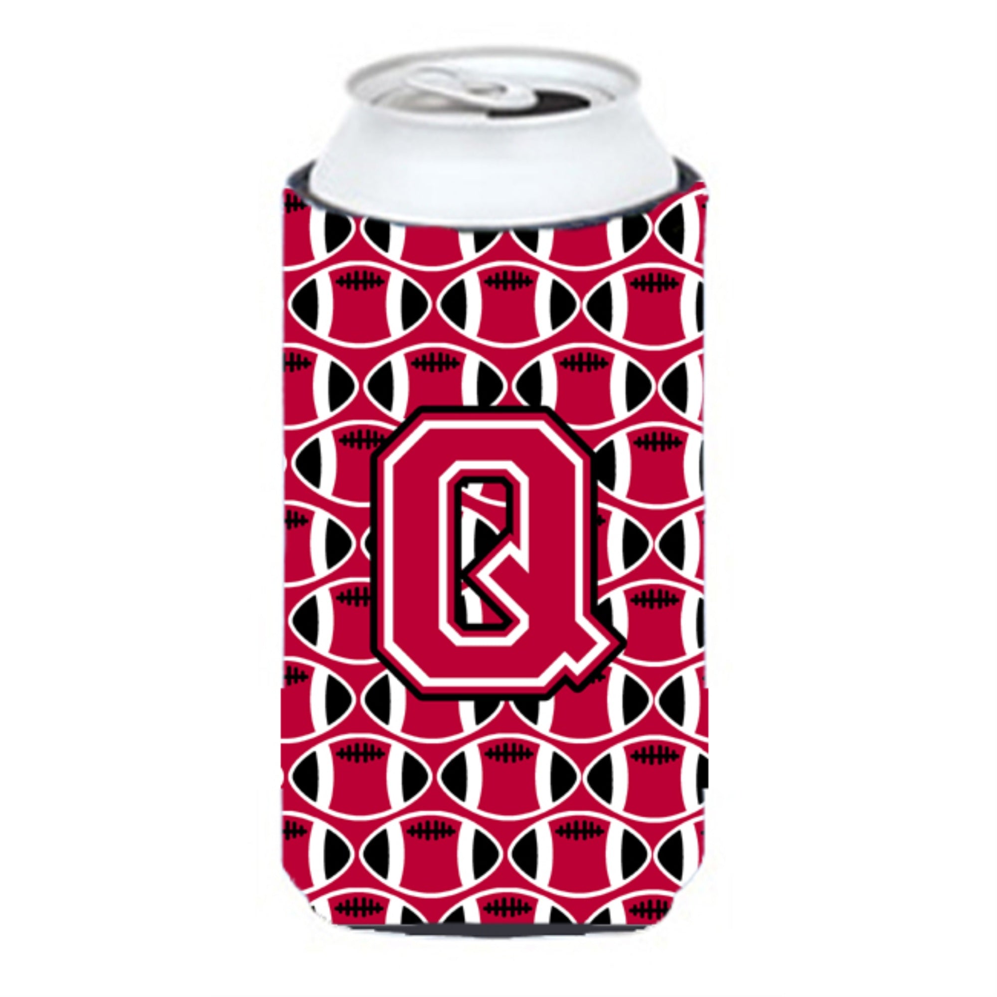 Letter Q Football Crimson And White Tall Boy Beverage Insulator Hugger Cj1079-Qtbc