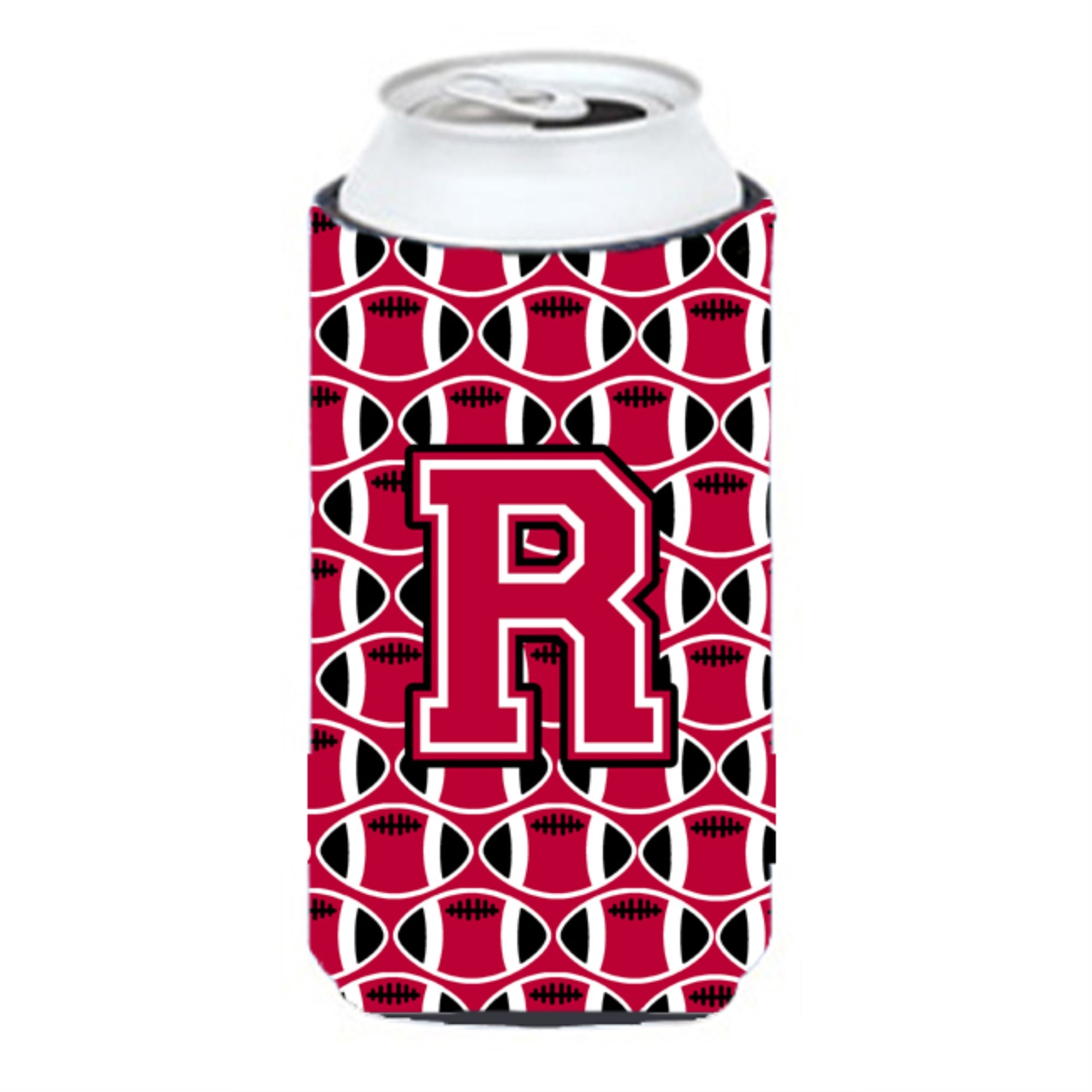 Letter R Football Crimson And White Tall Boy Beverage Insulator Hugger Cj1079-Rtbc