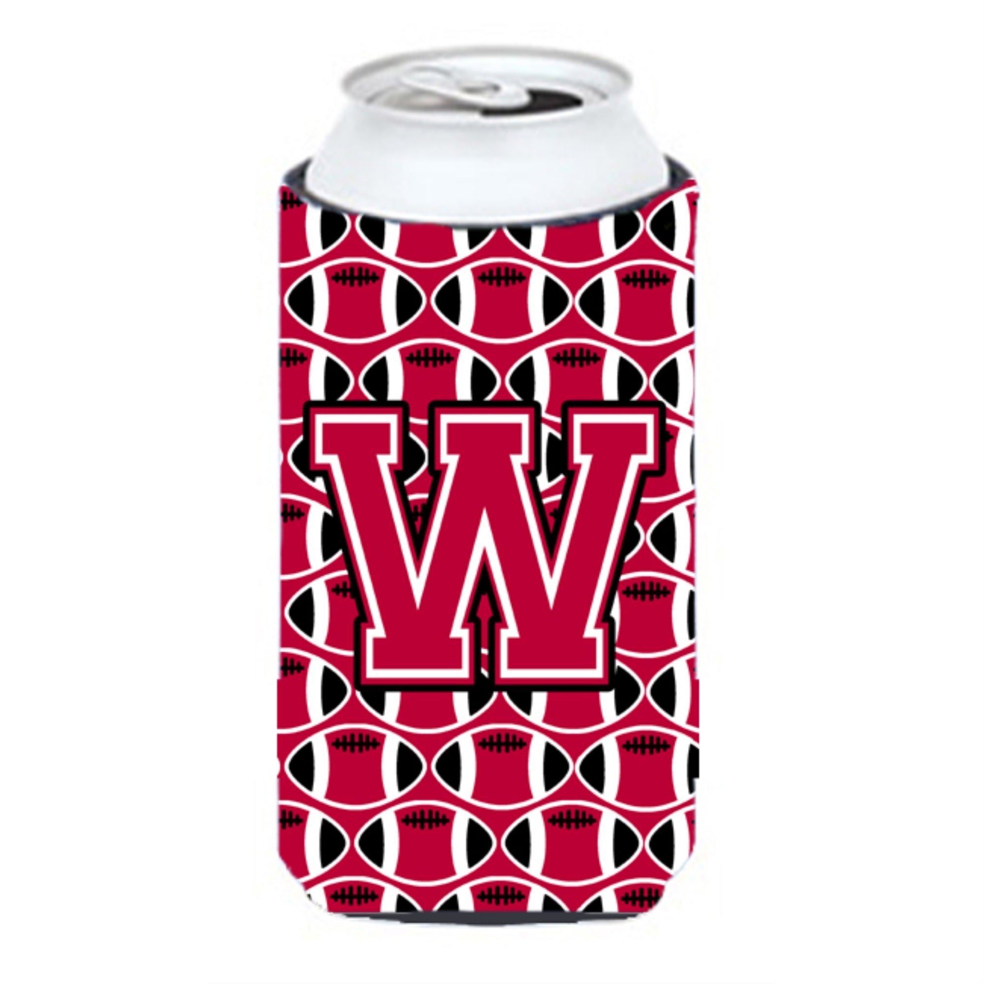 Letter W Football Crimson And White Tall Boy Beverage Insulator Hugger Cj1079-Wtbc