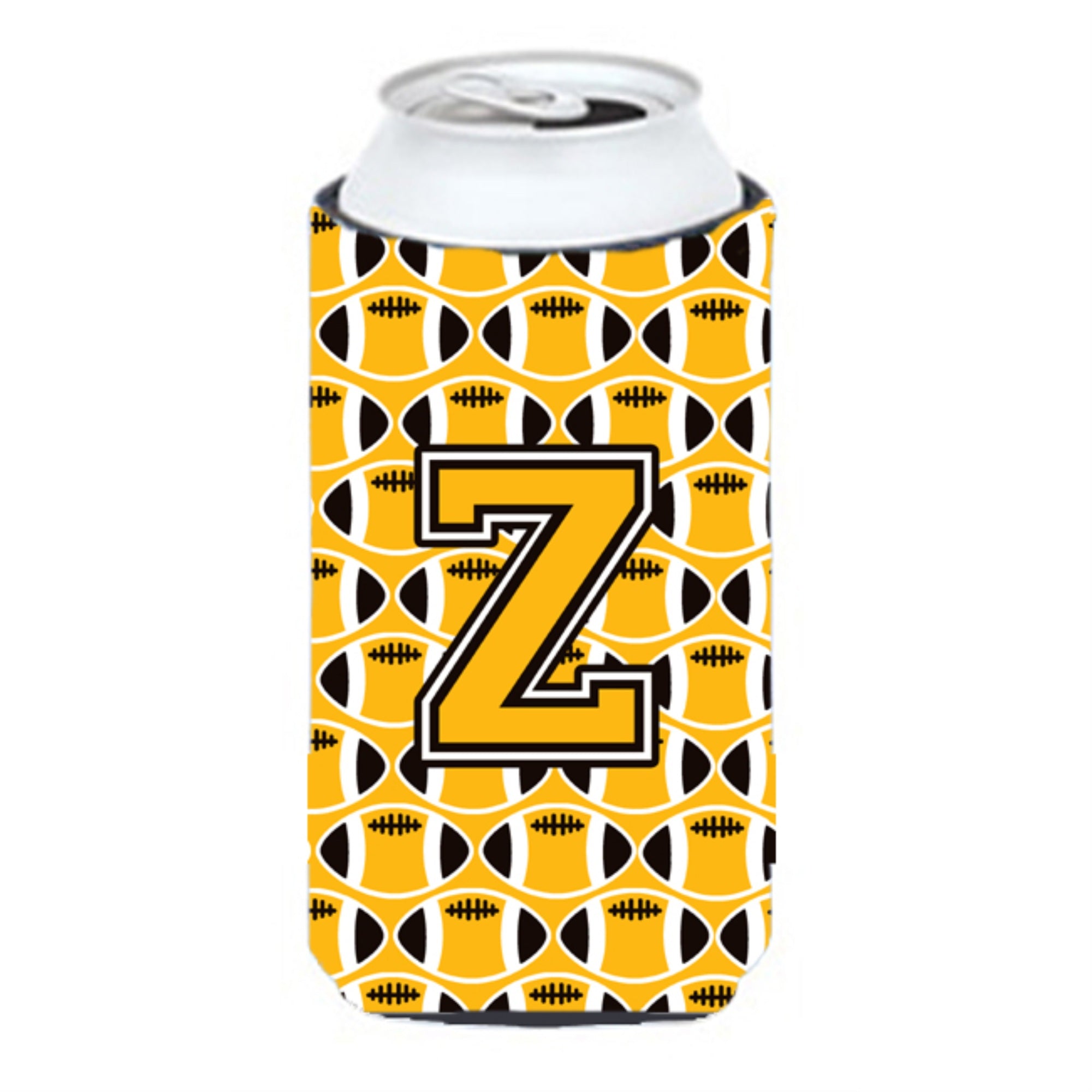 'Letter Z Football Black, Old Gold And White Tall Boy Beverage Insulator Hugger Cj1080-Ztbc''