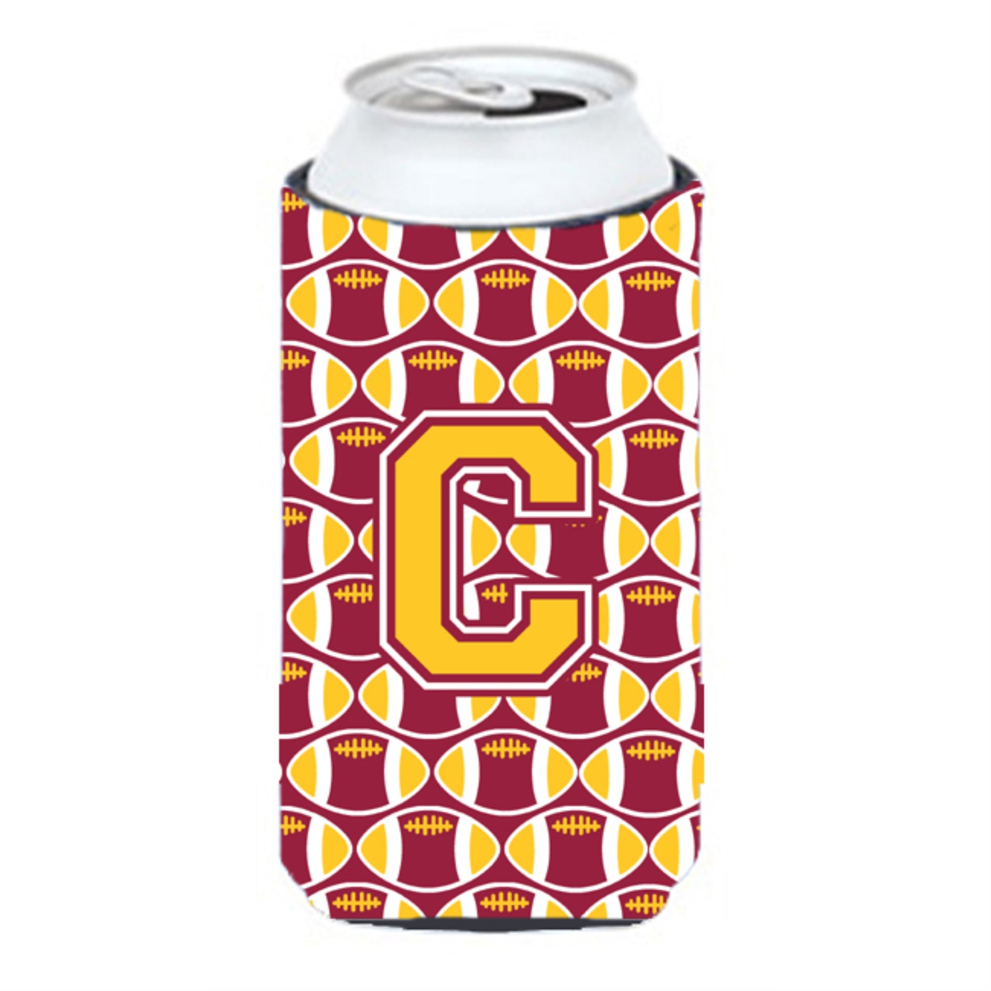 Letter C Football Maroon And Gold Tall Boy Beverage Insulator Hugger Cj1081-Ctbc