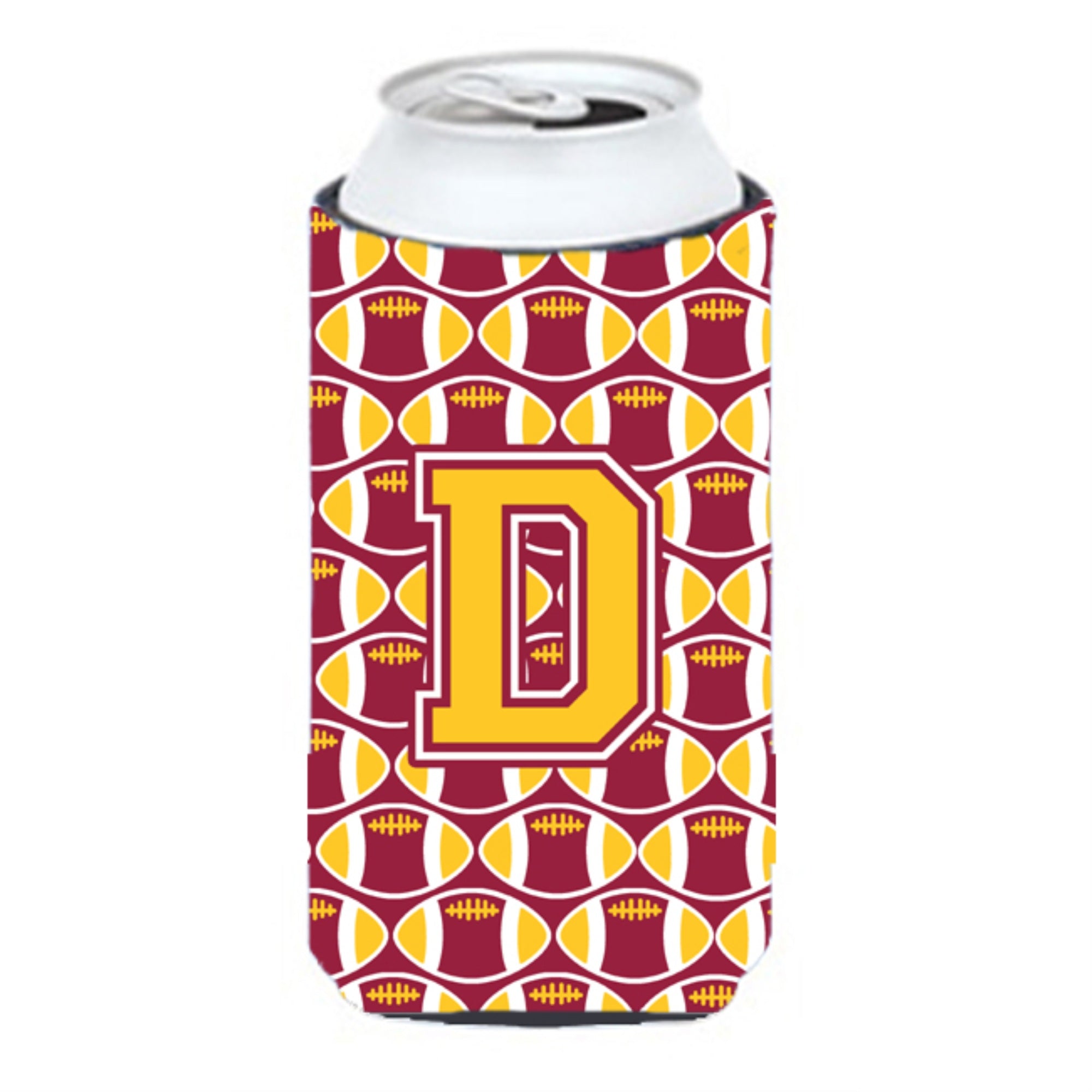 Letter D Football Maroon And Gold Tall Boy Beverage Insulator Hugger Cj1081-Dtbc