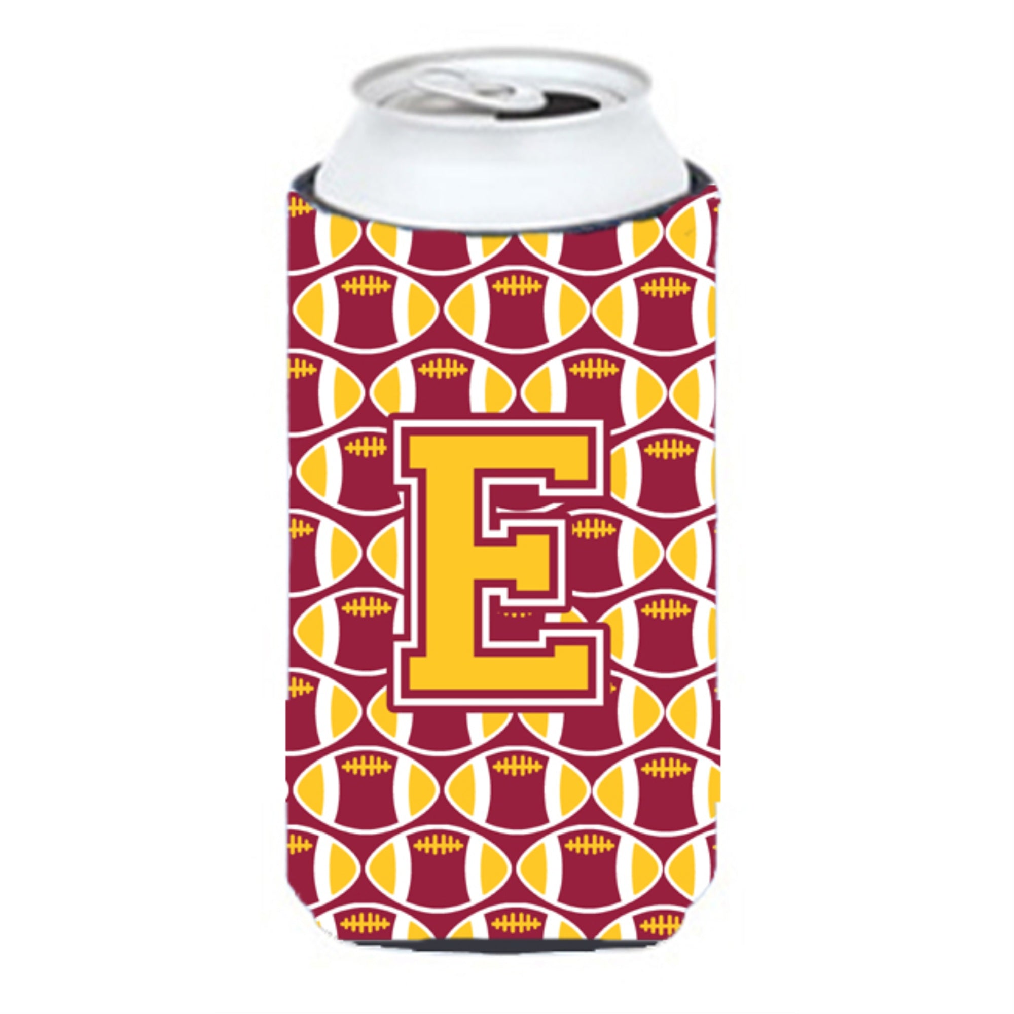 Letter E Football Maroon And Gold Tall Boy Beverage Insulator Hugger Cj1081-Etbc