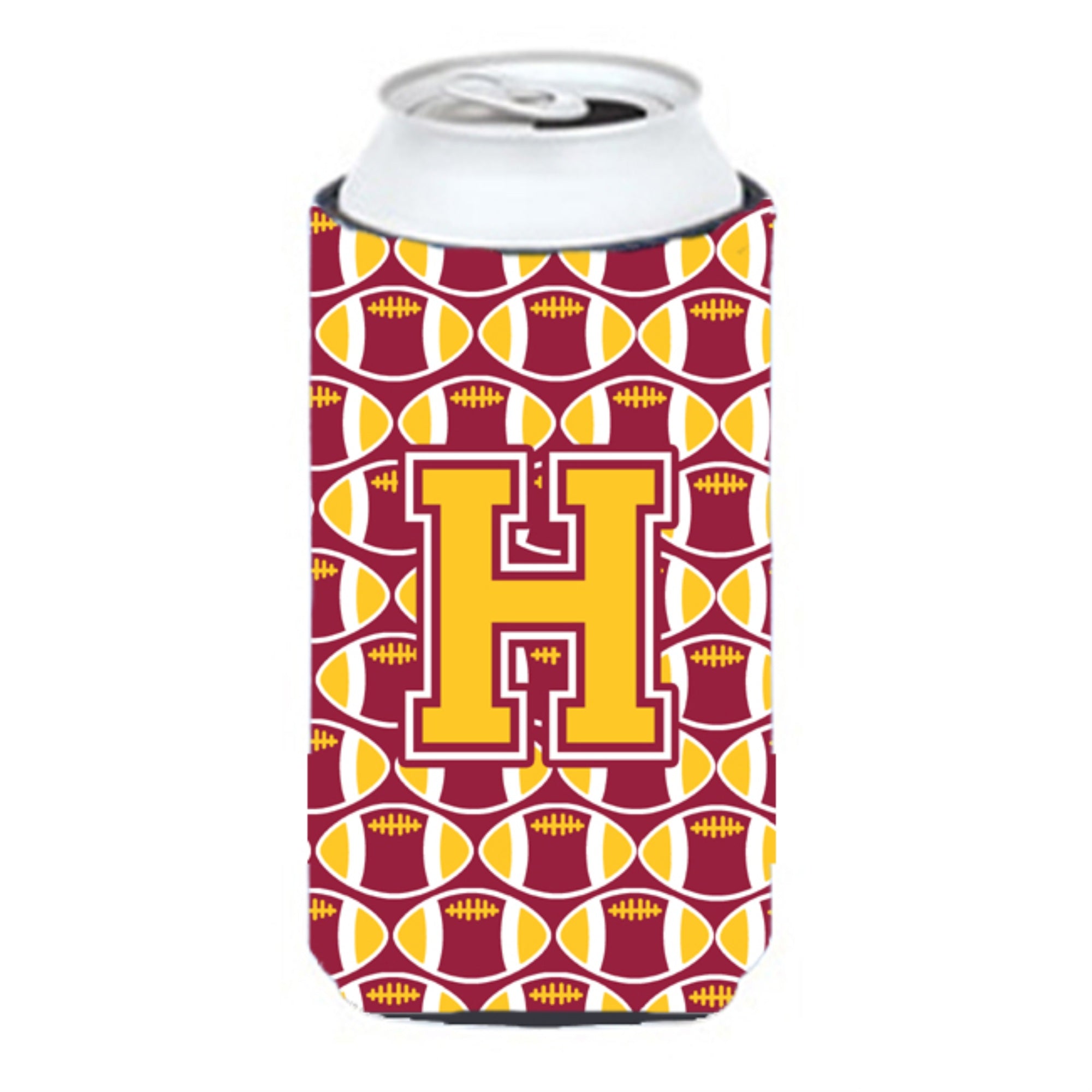 Letter H Football Maroon And Gold Tall Boy Beverage Insulator Hugger Cj1081-Htbc