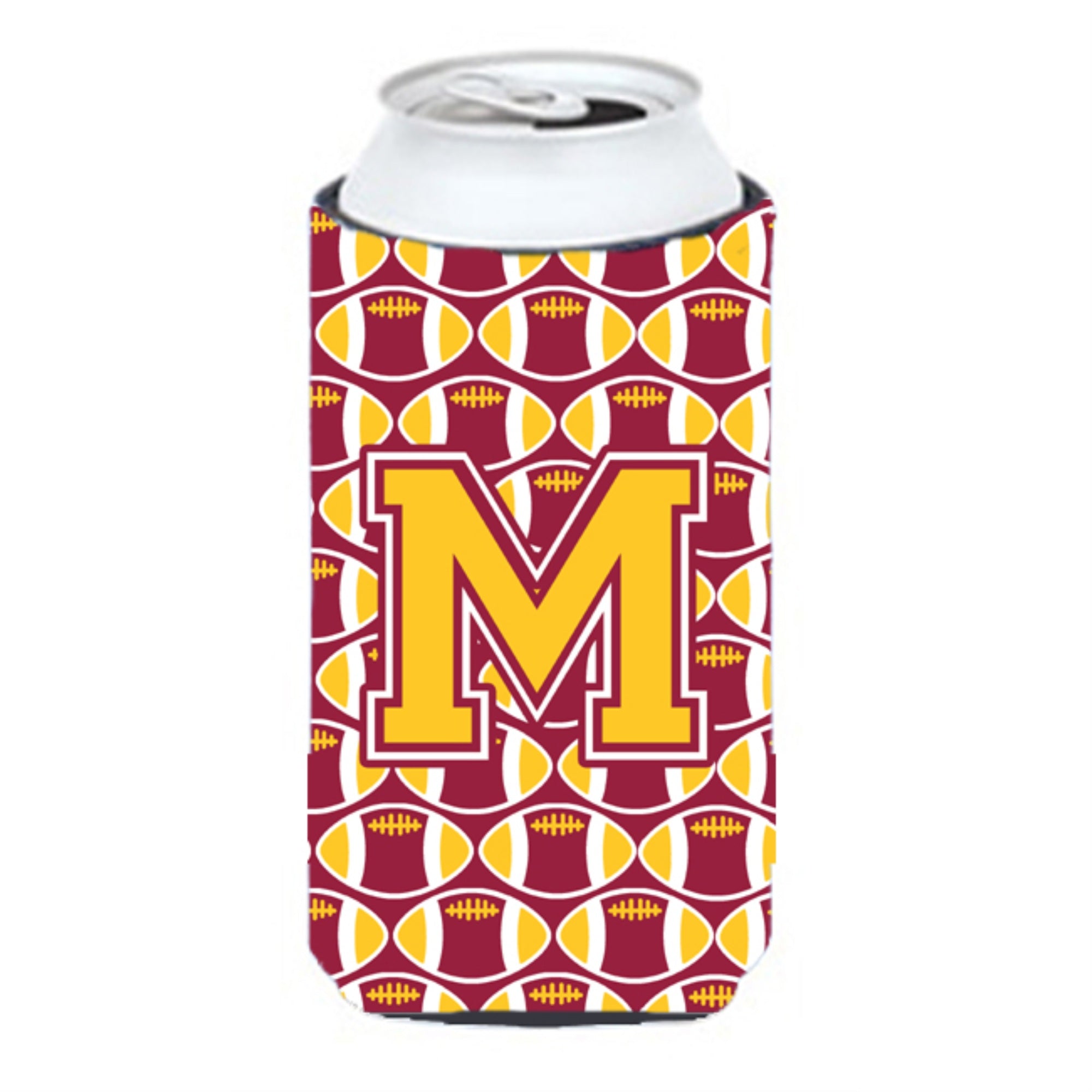 Letter M Football Maroon And Gold Tall Boy Beverage Insulator Hugger Cj1081-Mtbc