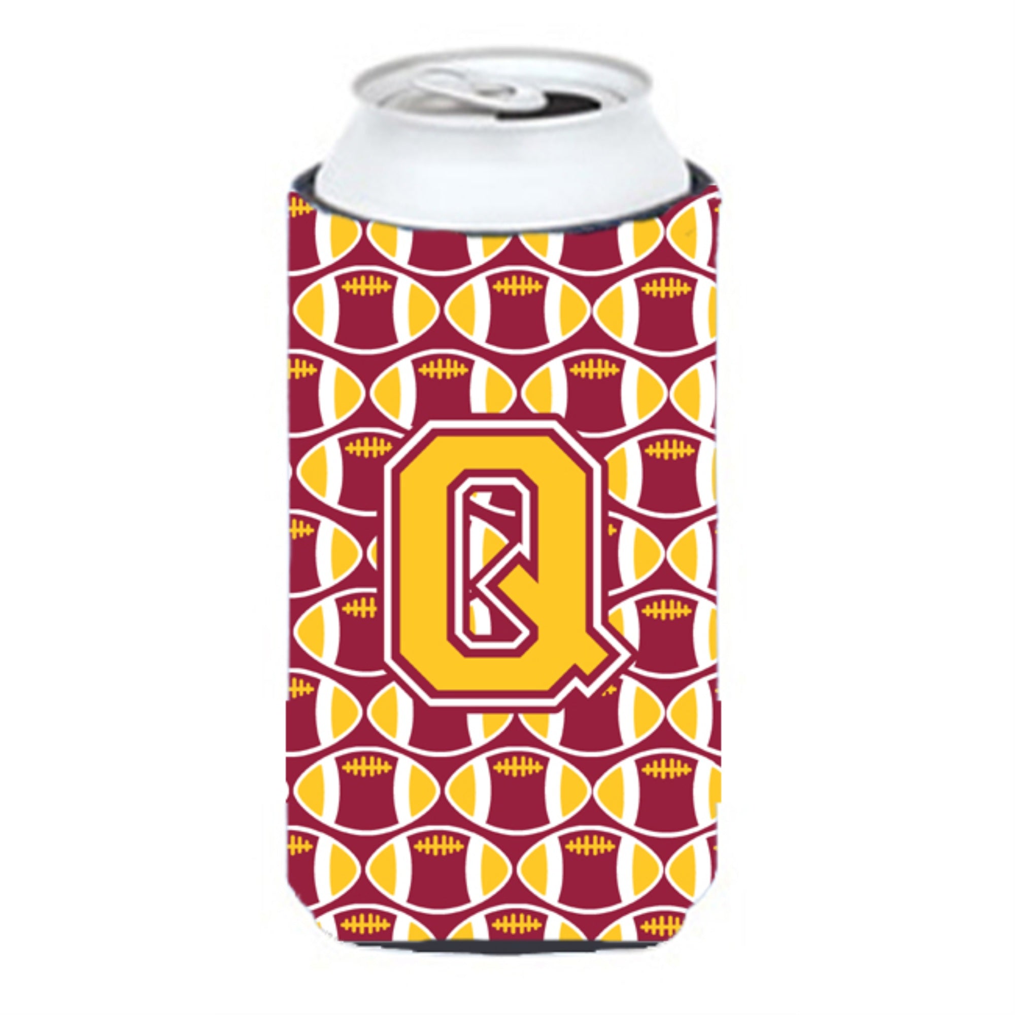 Letter Q Football Maroon And Gold Tall Boy Beverage Insulator Hugger Cj1081-Qtbc