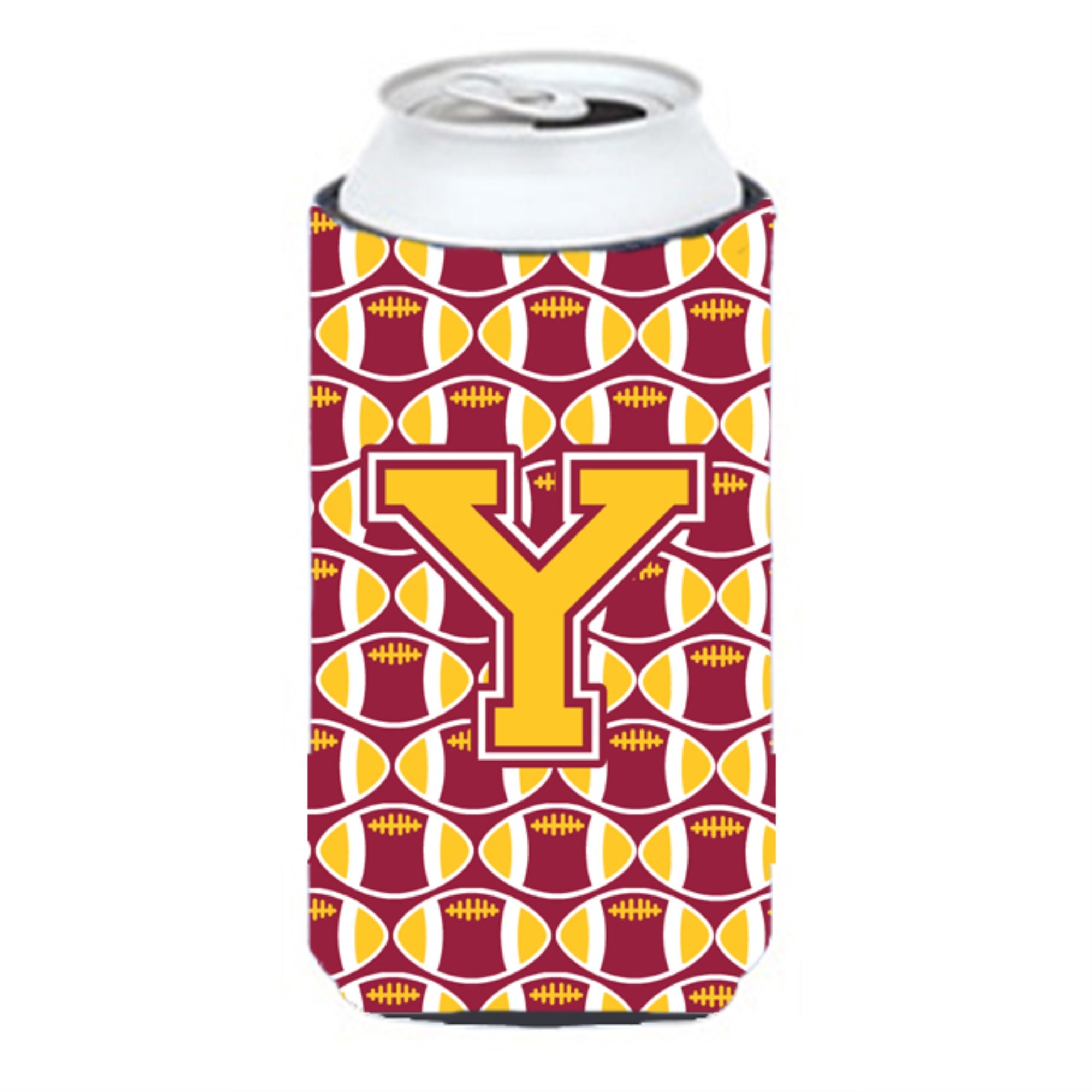 Letter Y Football Maroon And Gold Tall Boy Beverage Insulator Hugger Cj1081-Ytbc