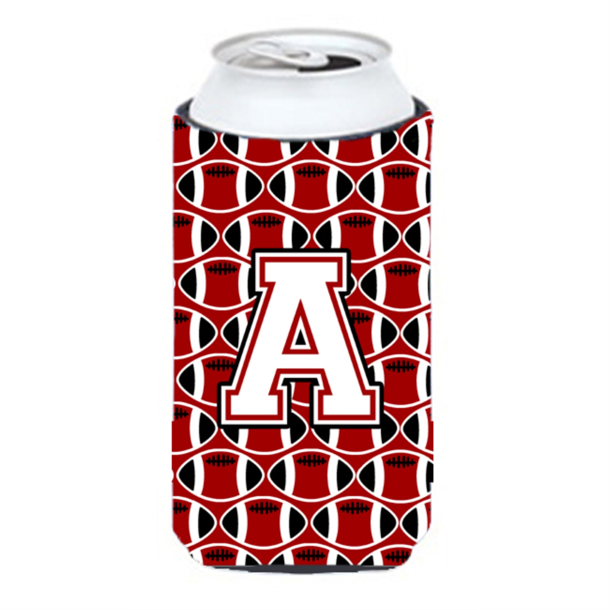 Letter A Football Cardinal And White Tall Boy Beverage Insulator Hugger Cj1082-Atbc