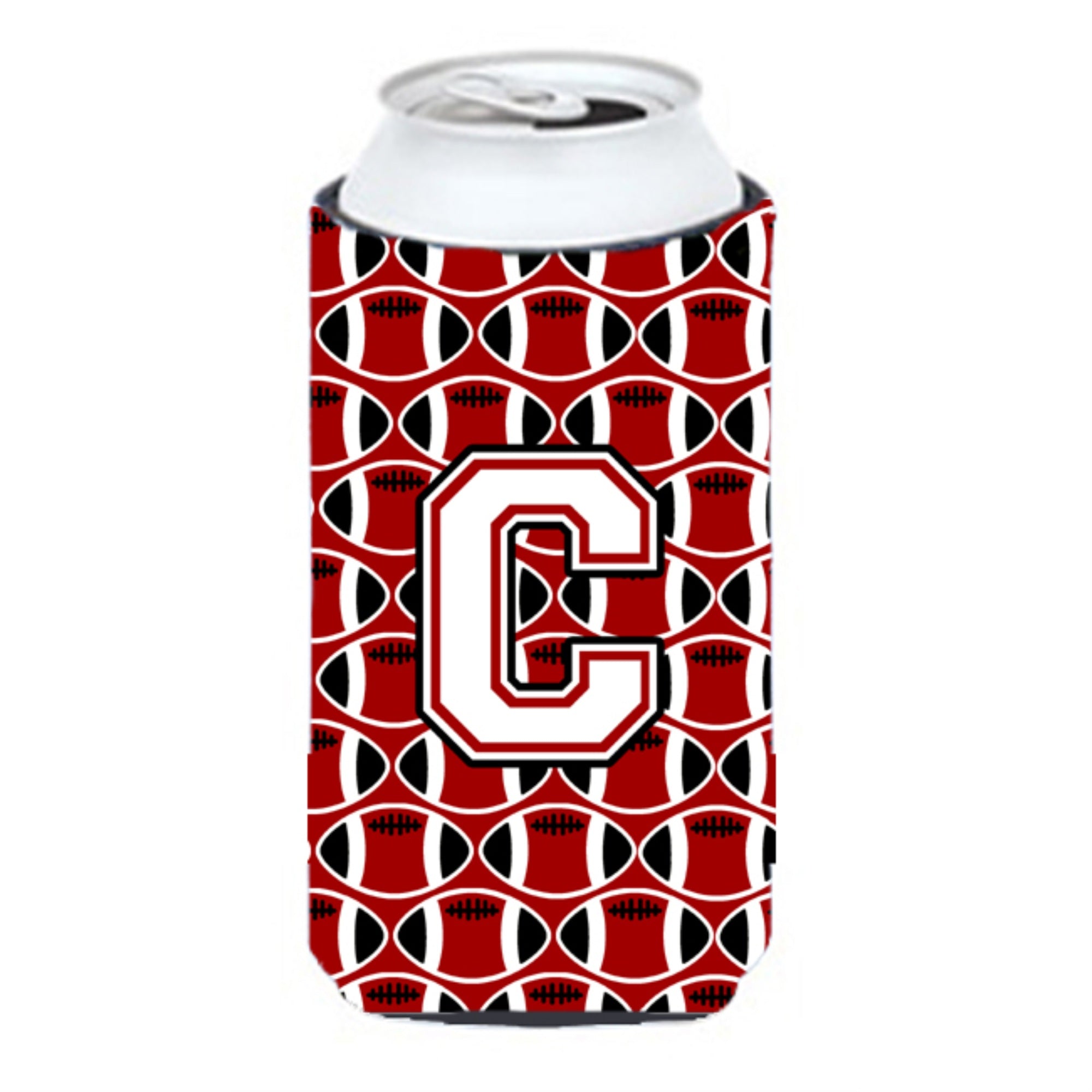 Letter C Football Cardinal And White Tall Boy Beverage Insulator Hugger Cj1082-Ctbc