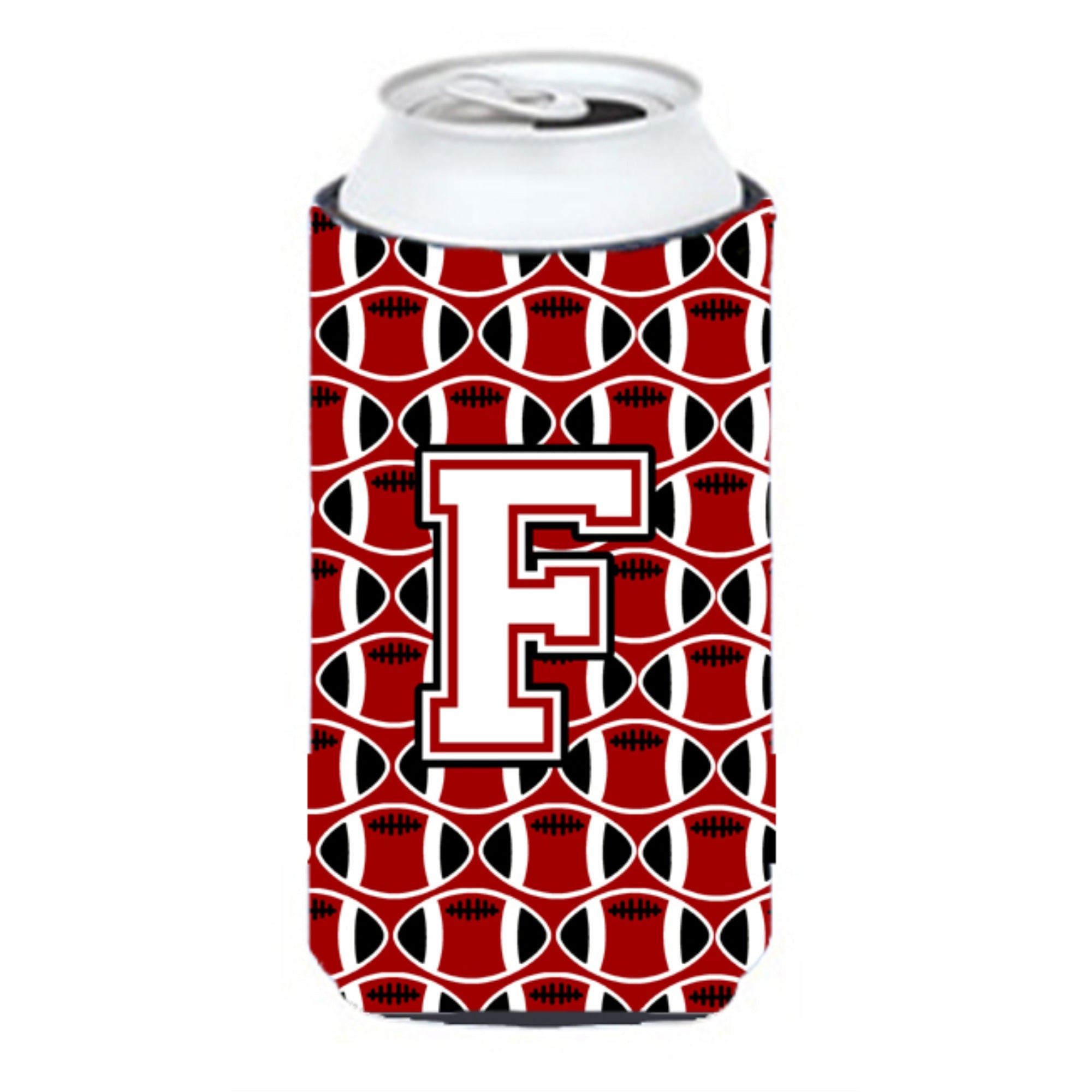 Letter F Football Cardinal And White Tall Boy Beverage Insulator Hugger Cj1082-Ftbc