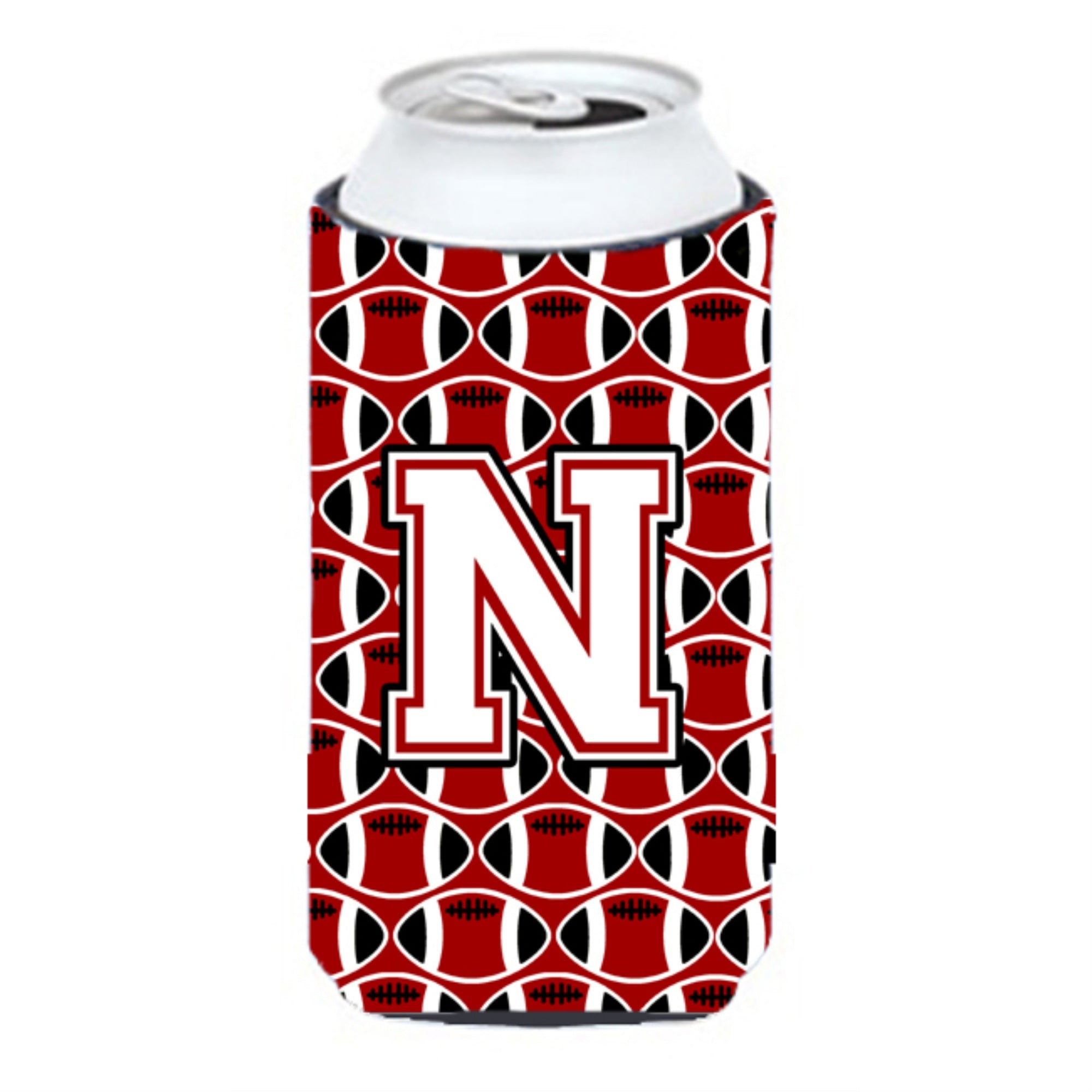 Letter N Football Cardinal And White Tall Boy Beverage Insulator Hugger Cj1082-Ntbc