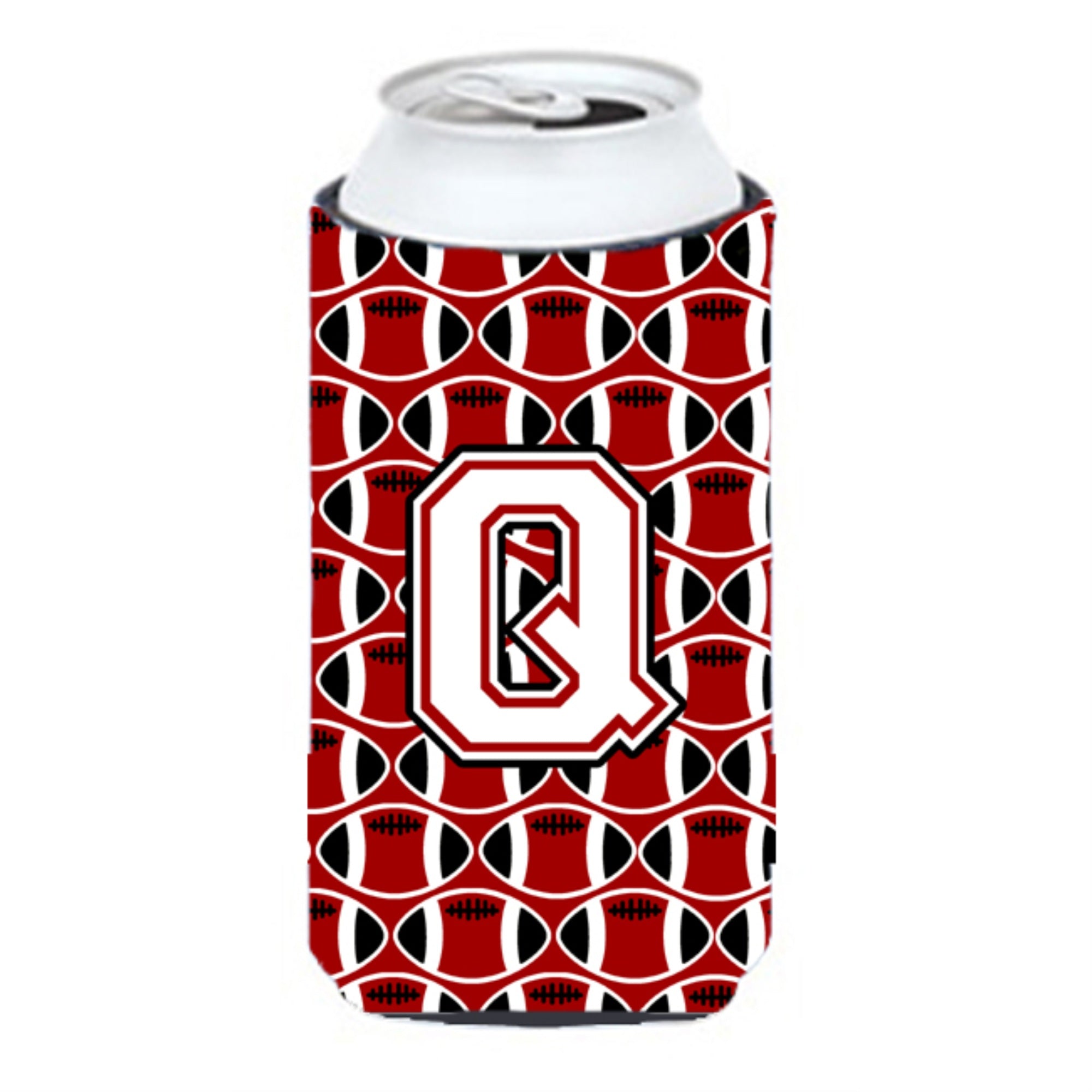 Letter Q Football Cardinal And White Tall Boy Beverage Insulator Hugger Cj1082-Qtbc