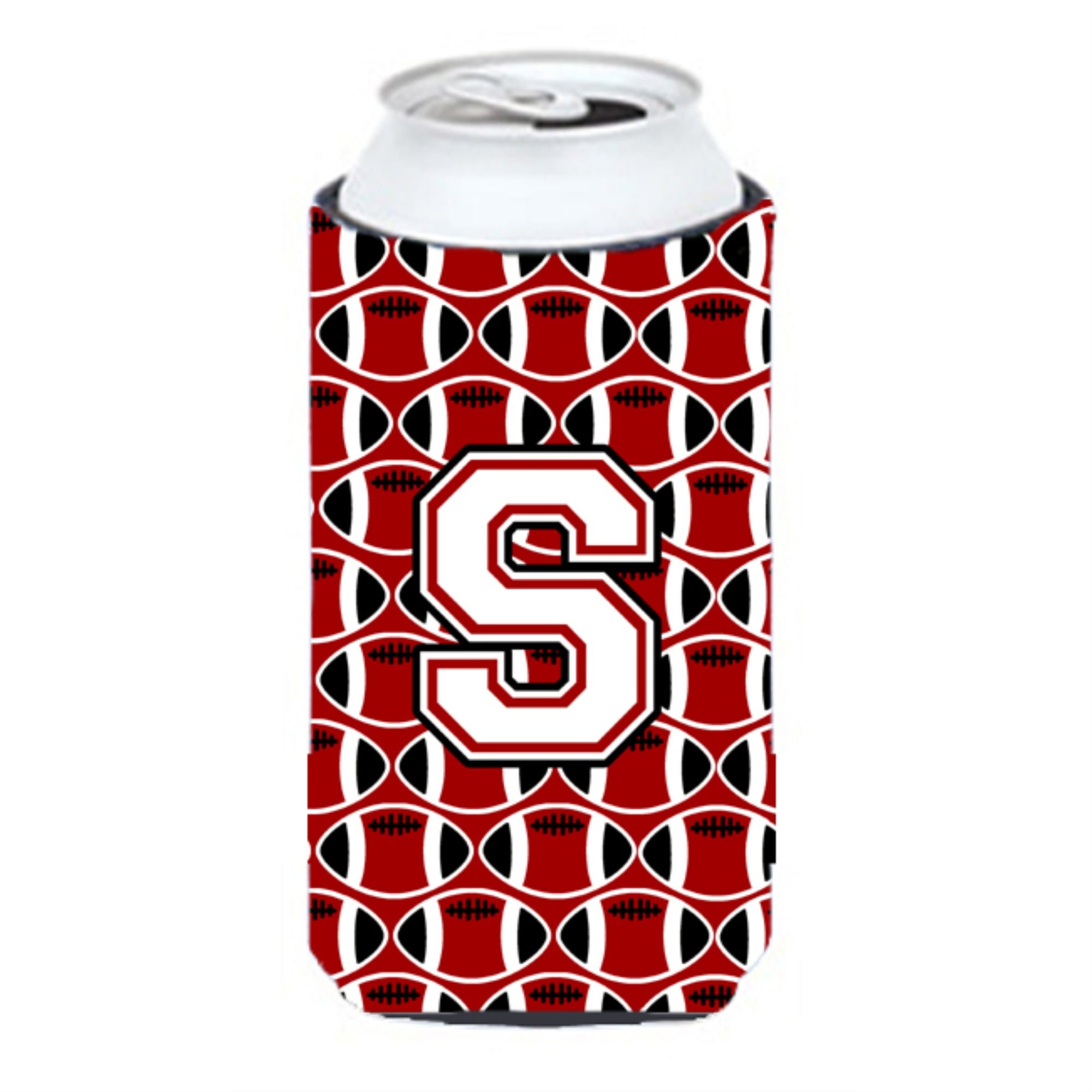 Letter S Football Cardinal And White Tall Boy Beverage Insulator Hugger Cj1082-Stbc