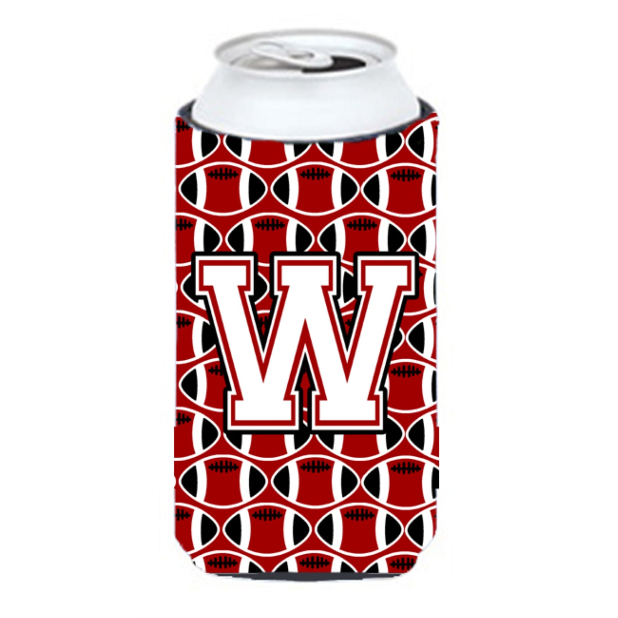 Letter W Football Cardinal And White Tall Boy Beverage Insulator Hugger Cj1082-Wtbc
